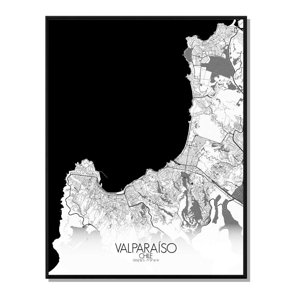 VALPARAISO - Carte City Map N&B 40x50cm VALPARAISO - Carte City Map N&B 40x50cm