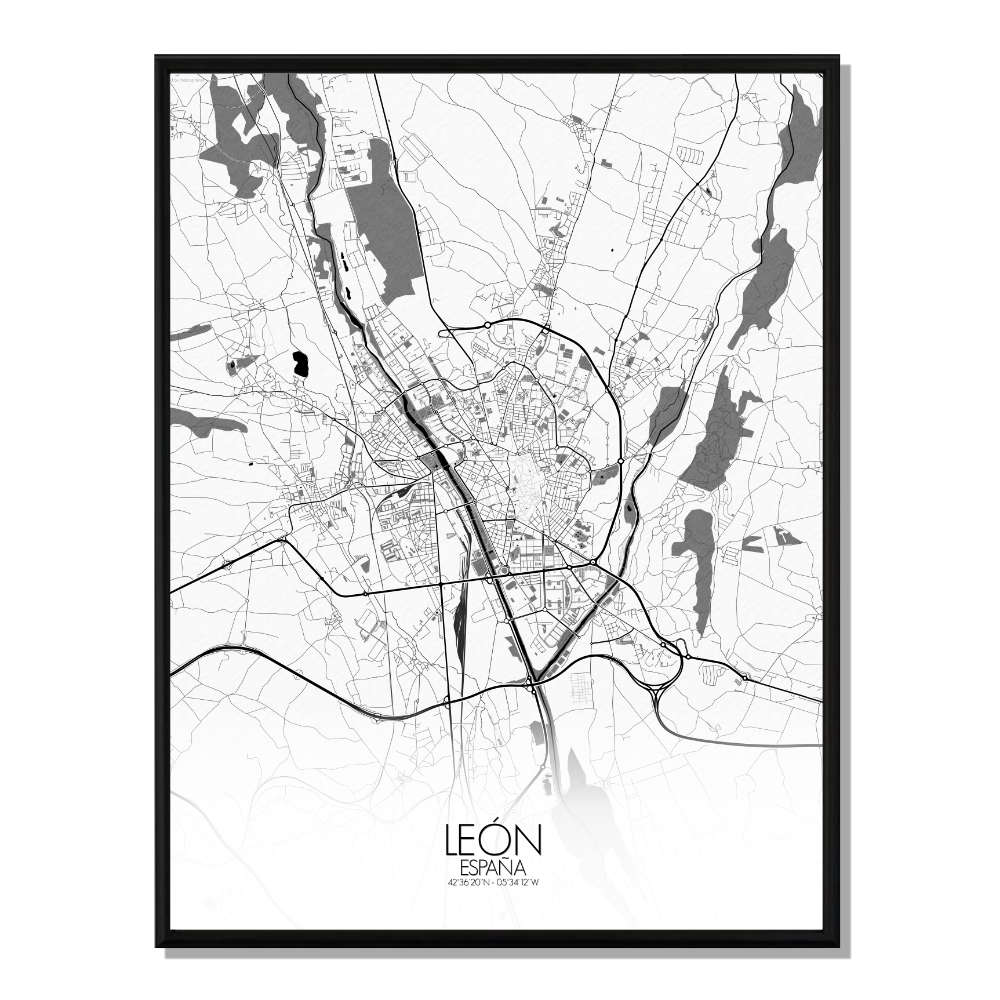 LEON - Carte City Map N&B 40x50cm LEON - Carte City Map N&B 40x50cm