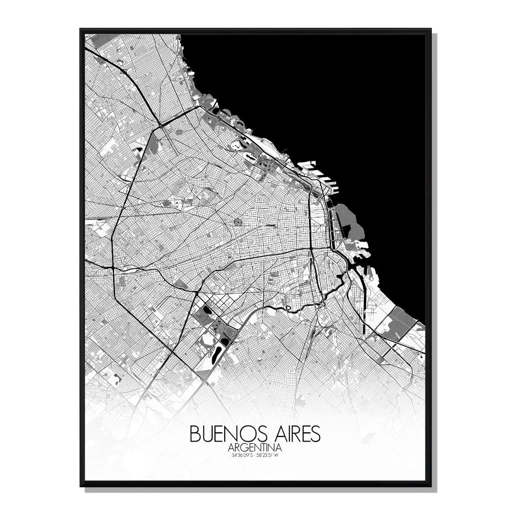 BUENOS AIRES - City Map N&B 40x50cm