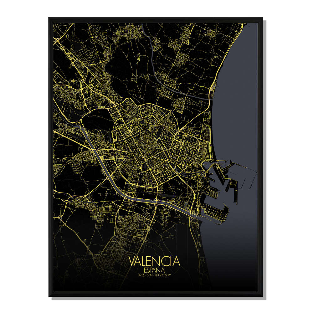 VALENCE - Carte City Map Nuit 40x50cm