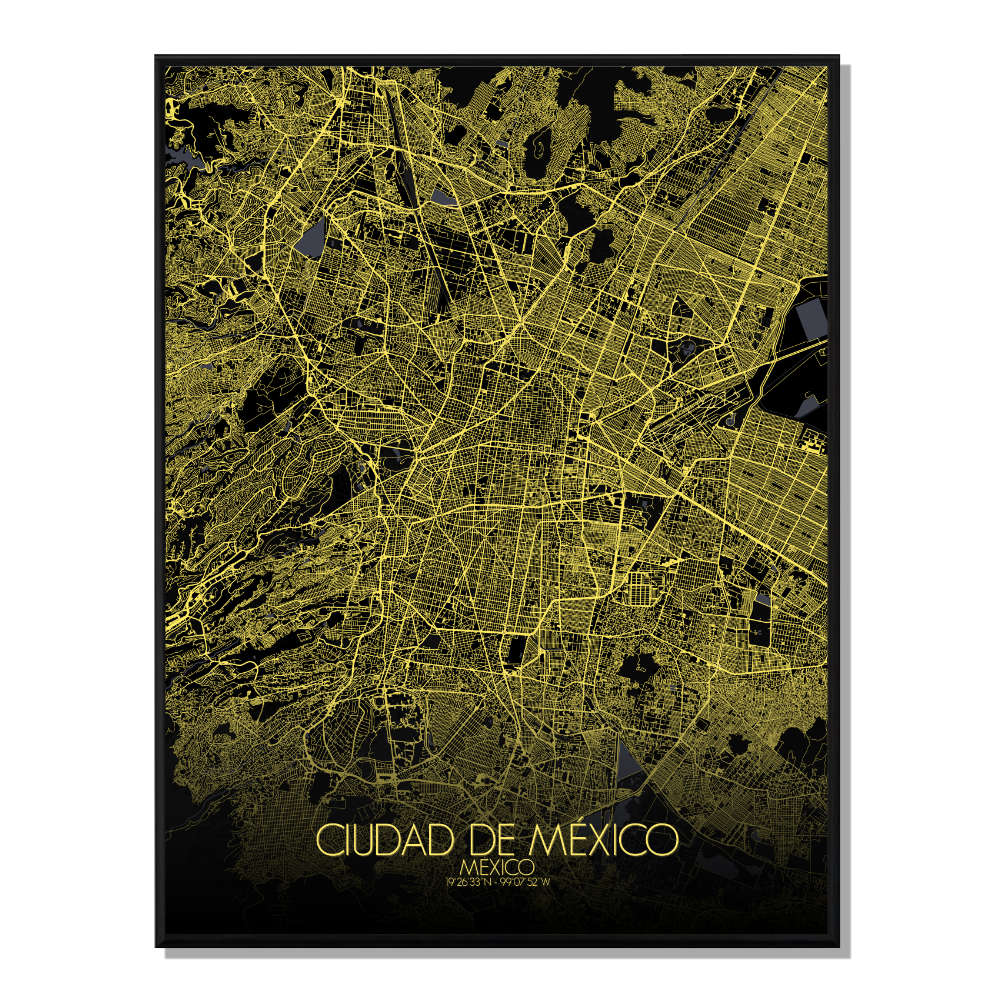 MEXICO - Carte City Map Nuit 40x50cm