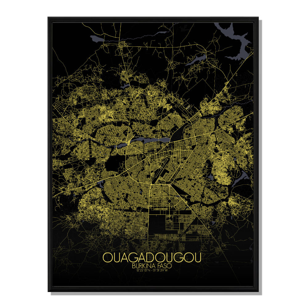 OUAGADOUGOU - Carte City Map Nuit 40x50