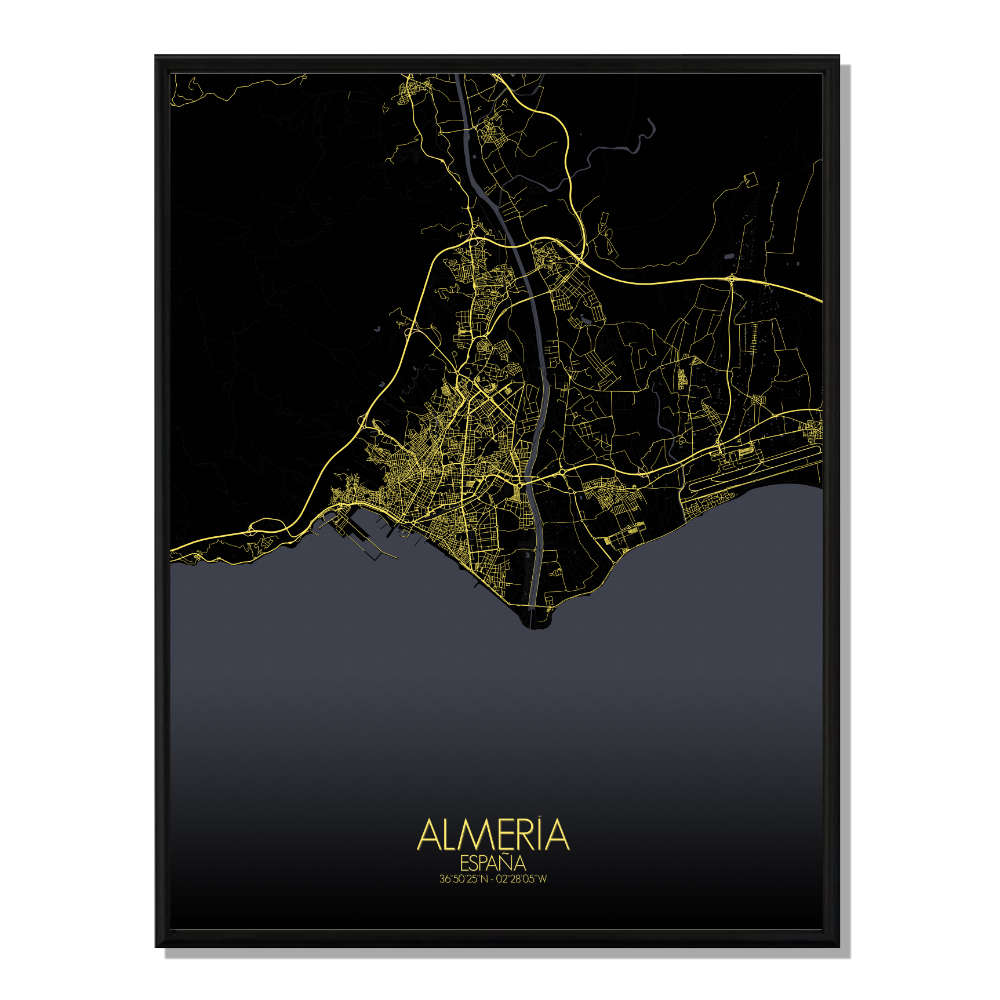 ALMERIA - Carte City Map Nuit 40x50cm ALMERIA - Carte City Map Nuit 40x50cm