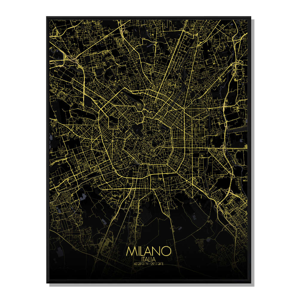 MILAN - Carte City Map Nuit 40x50cm MILAN - Carte City Map Nuit 40x50cm