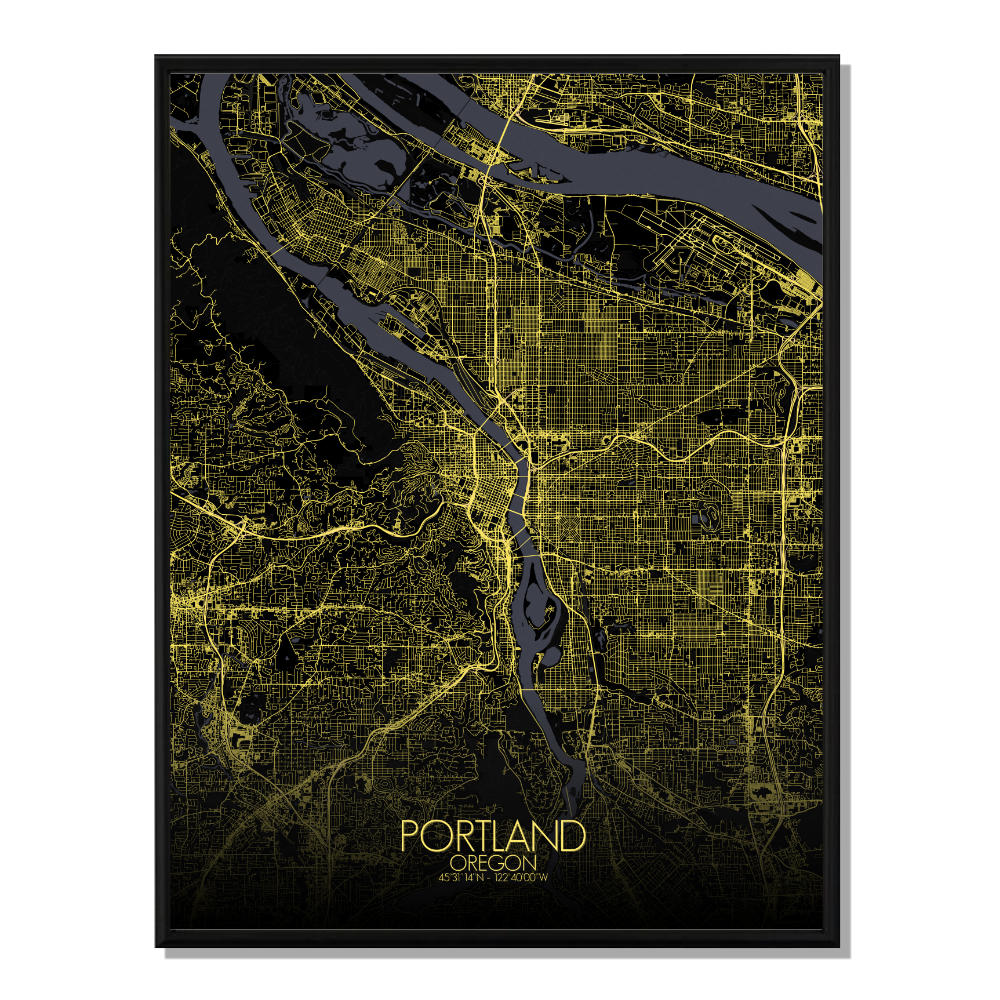 PORTLAND - Carte City Map Nuit 40x50cm