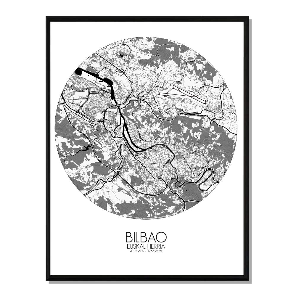 BILBAO - Carte City Map Rond 40x50cm BILBAO - Carte City Map Rond 40x50cm