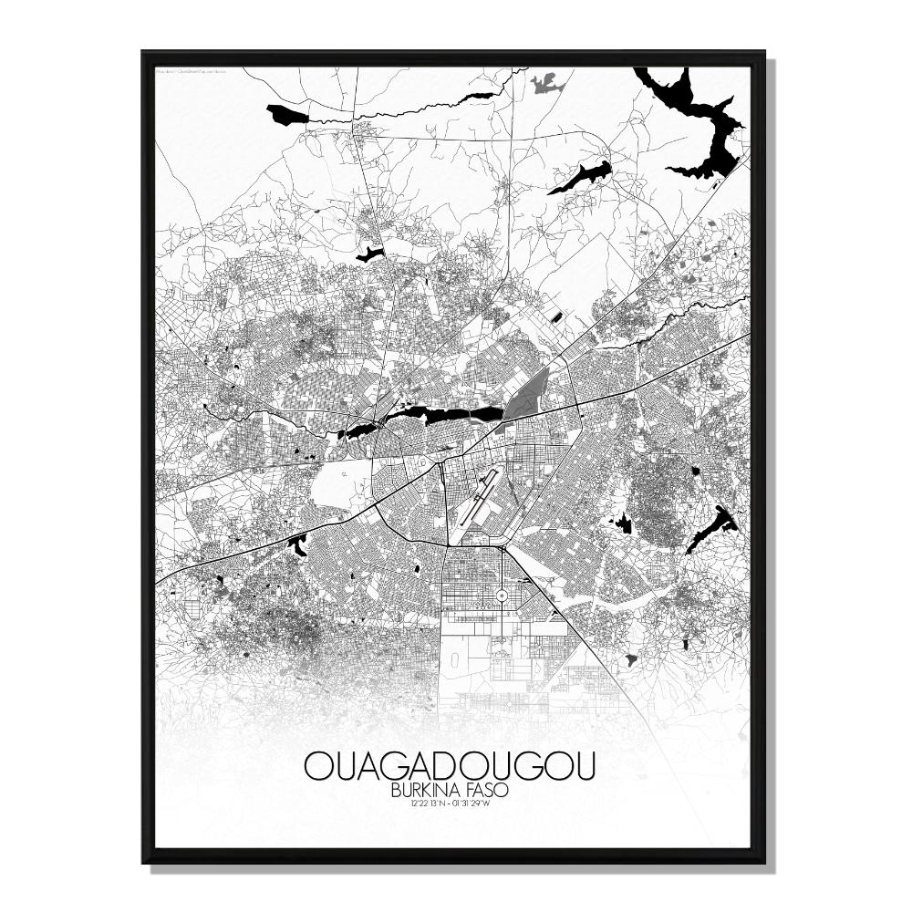 OUAGADOUGOU - Carte City Map N&B 40x50