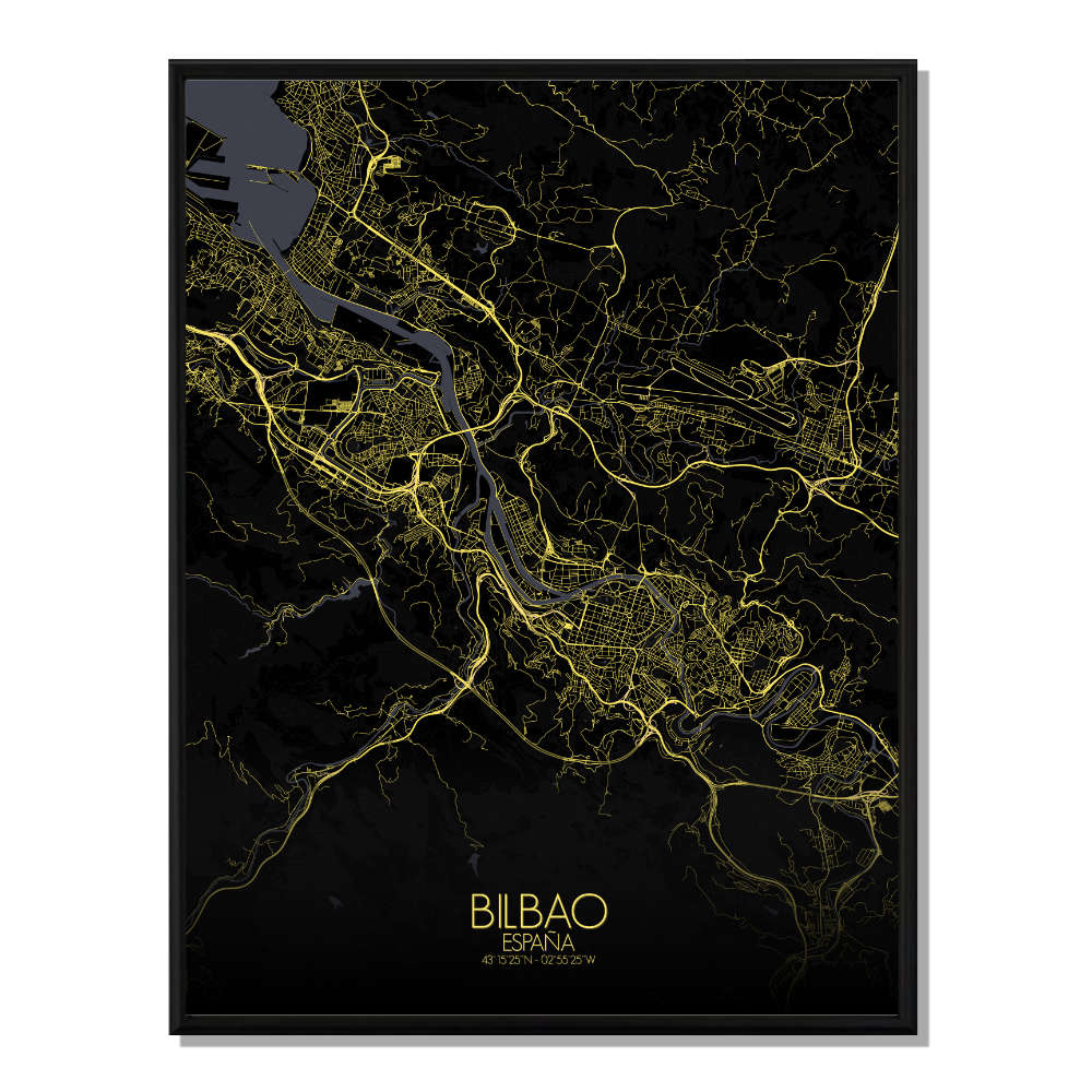 BILBAO - Carte City Map Nuit 40x50cm BILBAO - Carte City Map Nuit 40x50cm