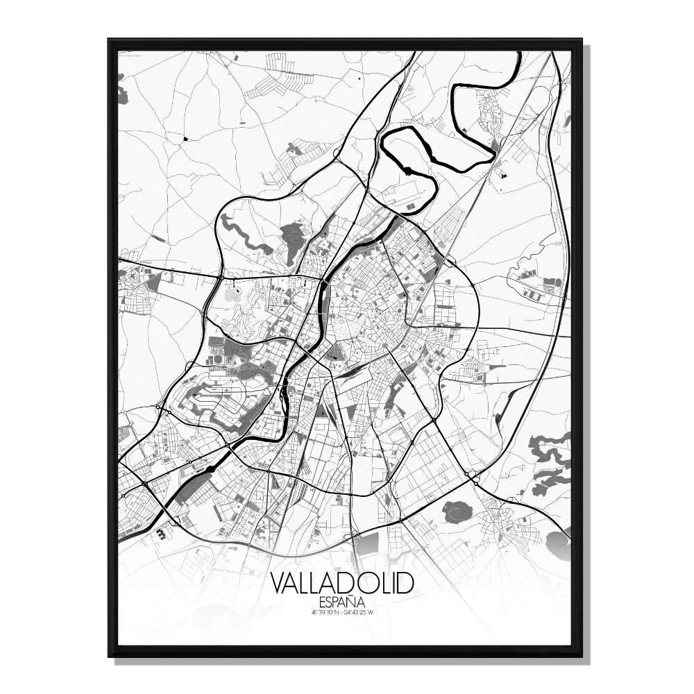 VALLADOLID - Carte City Map B&N 40x50cm