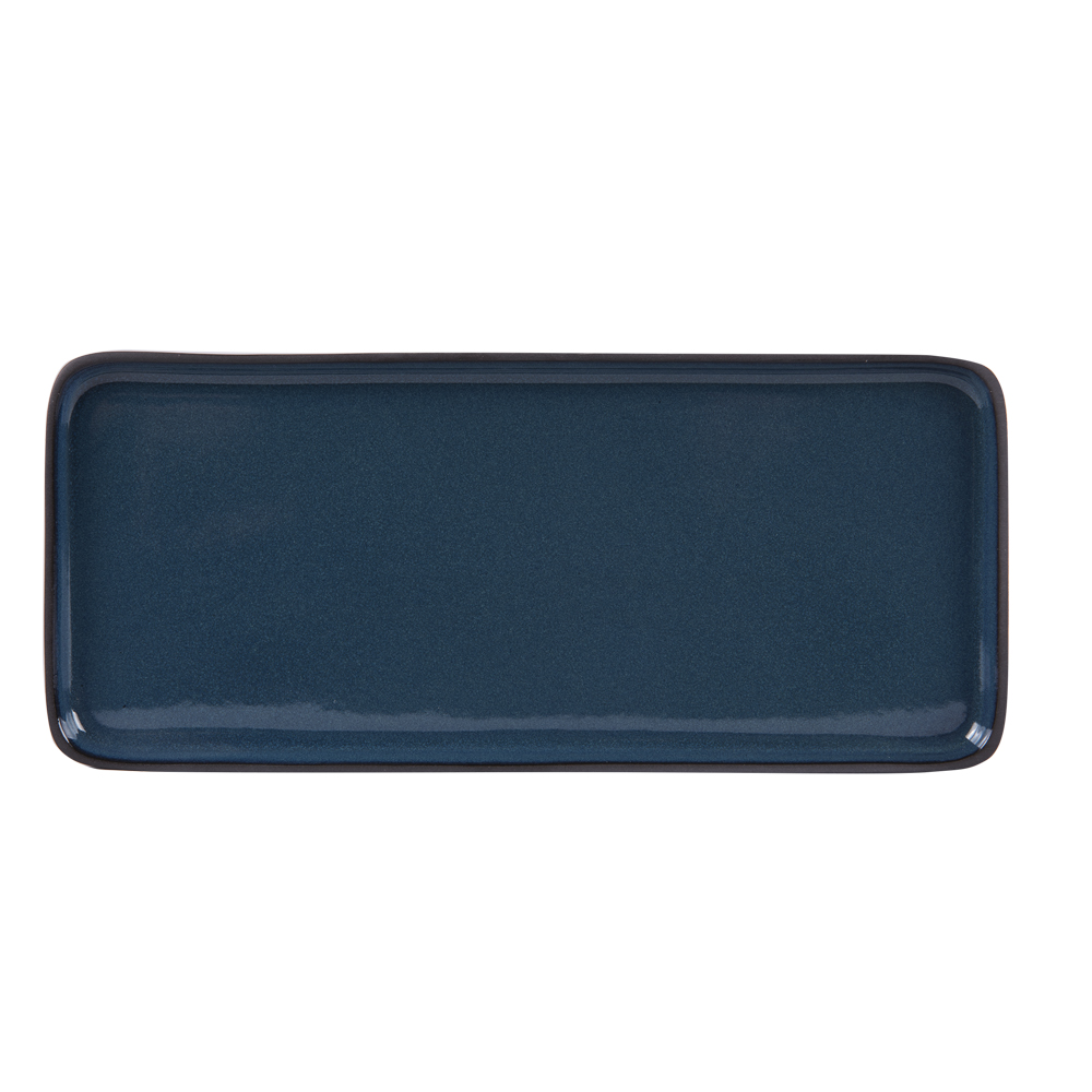 Plat rectangle 22x12 cm en grès bleu Plat rectangle 22x12 cm en grès bleu