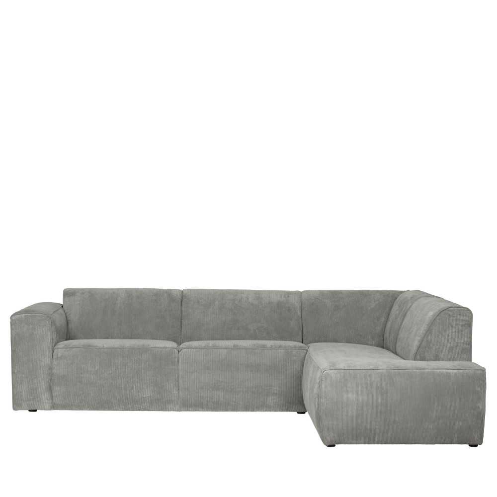 Canapé d'angle droit 4 places velours côtelé gris