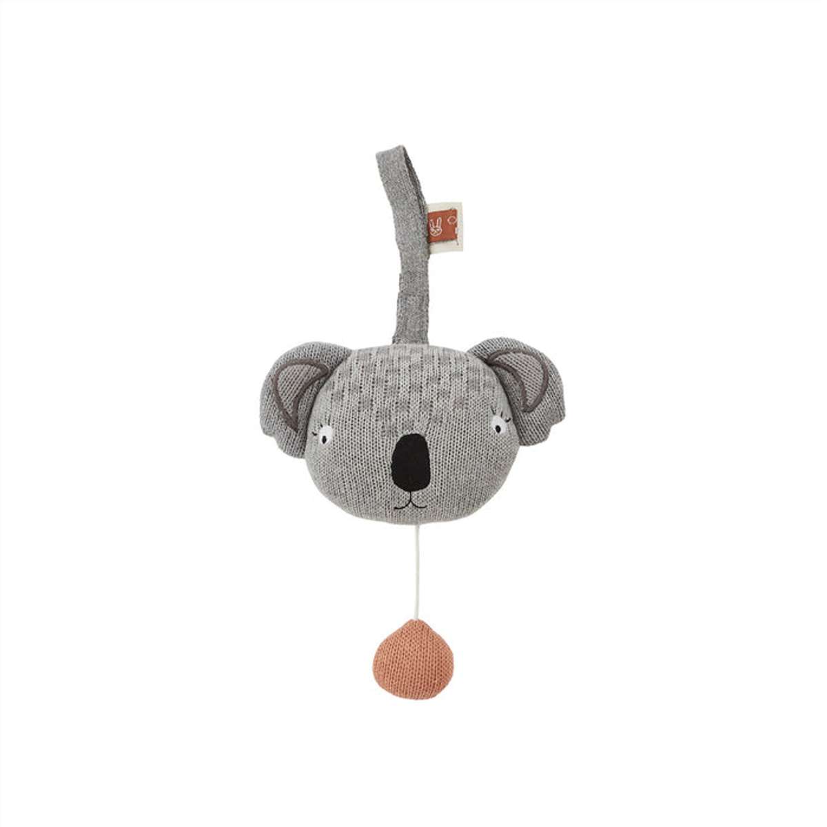 Koala music mobile gris en coton et polyester H10,5x14,5x8cm