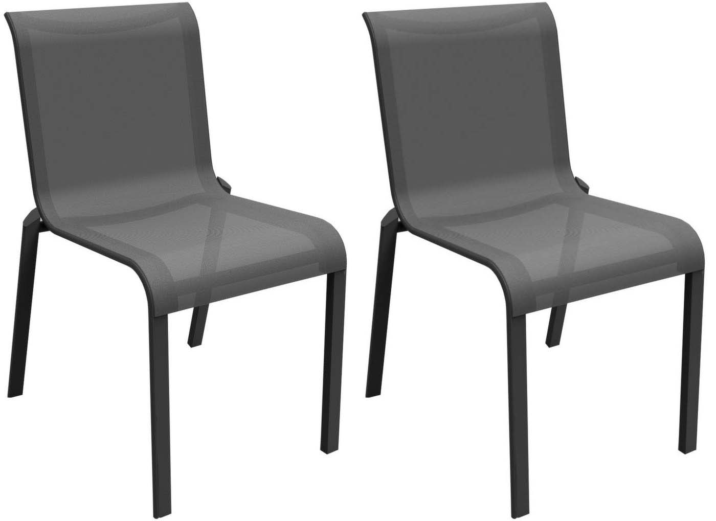 Chaises pour l'extérieur en aluminium cauro (lot de 2) graphite et gri