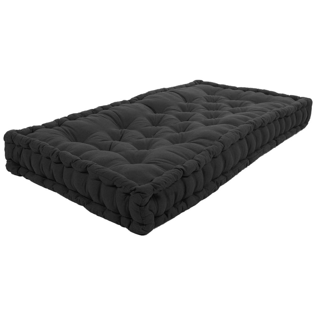 Coussin de palette en coton coloré 120 x 60 cm noir