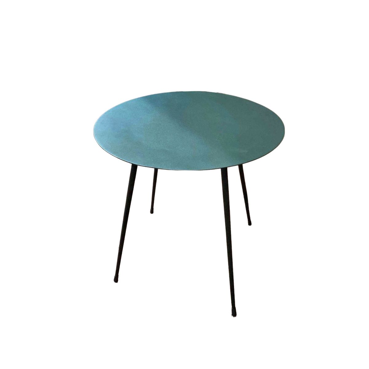 Table basse ronde en métal vert