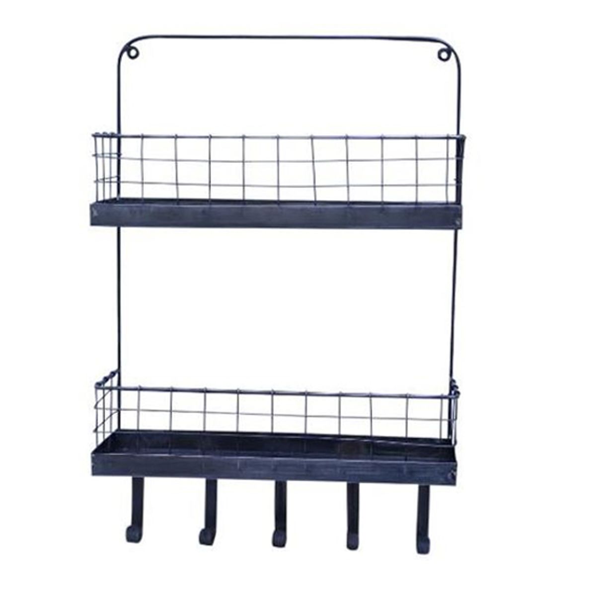 Etagère murale en métal grillagé noir Etagère murale en métal grillagé noir