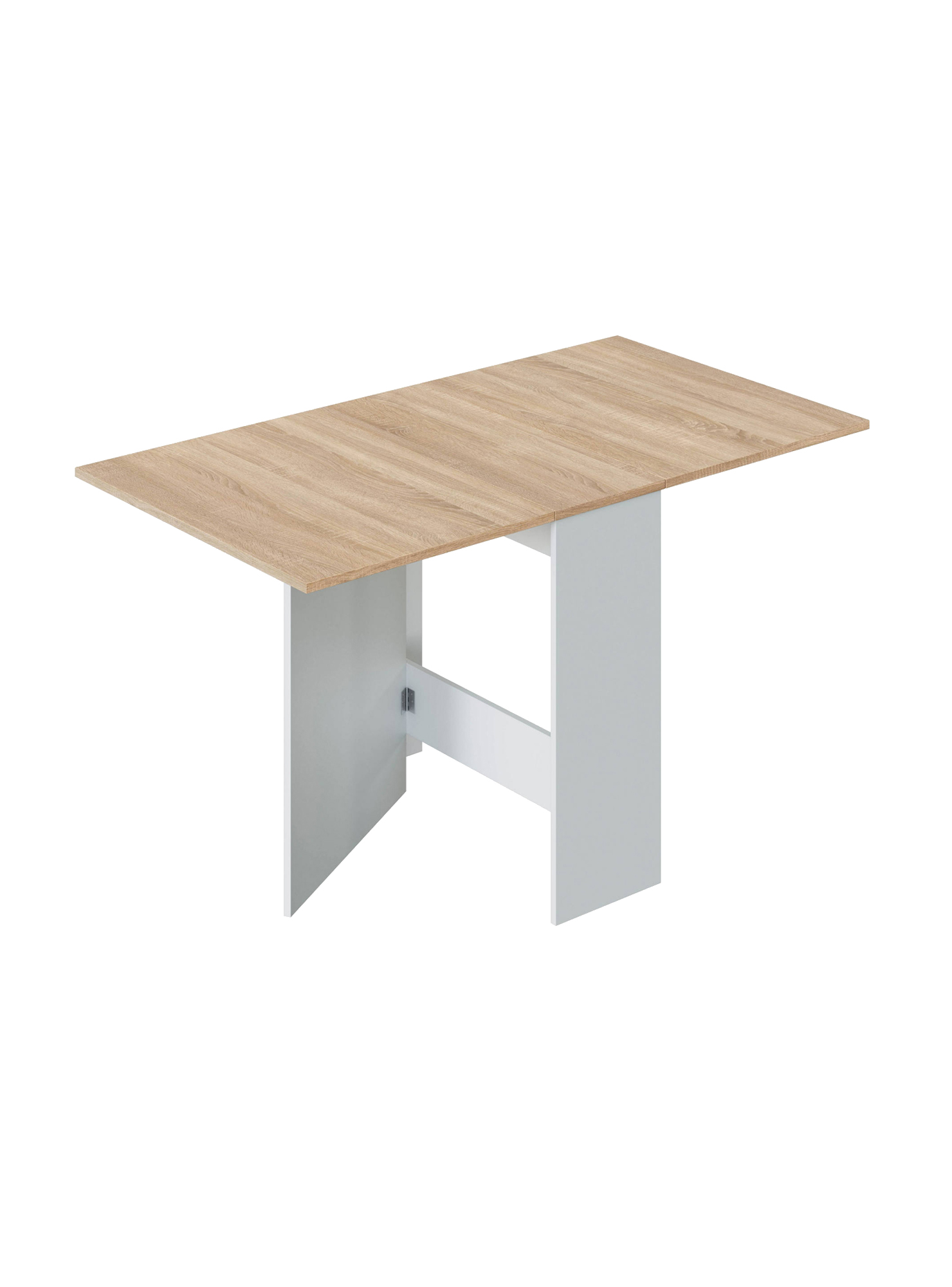 table extensible effet bois 31x77 cm blanc et chêne