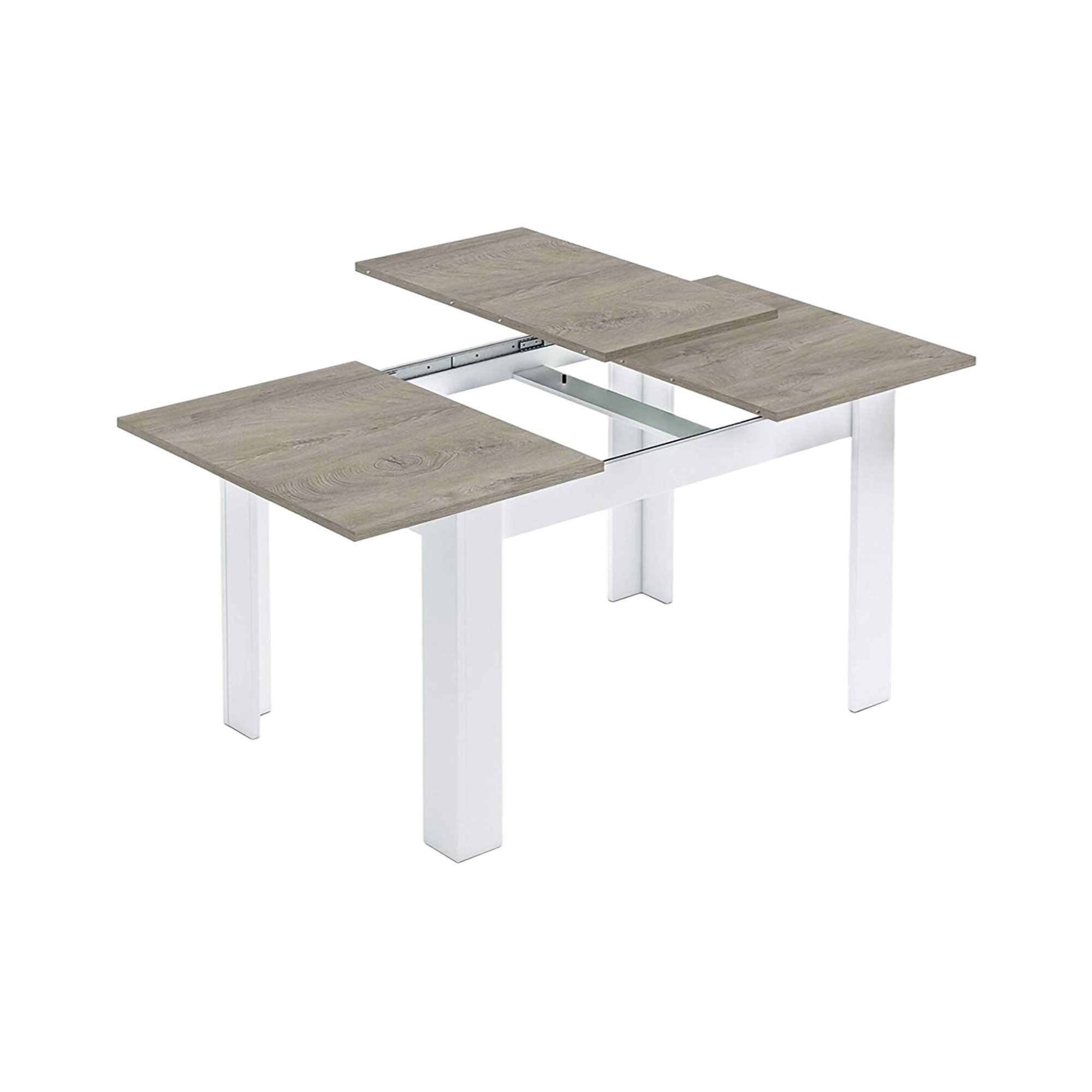 Table à rallonge effet bois beige gris, blanc 190×90 cm