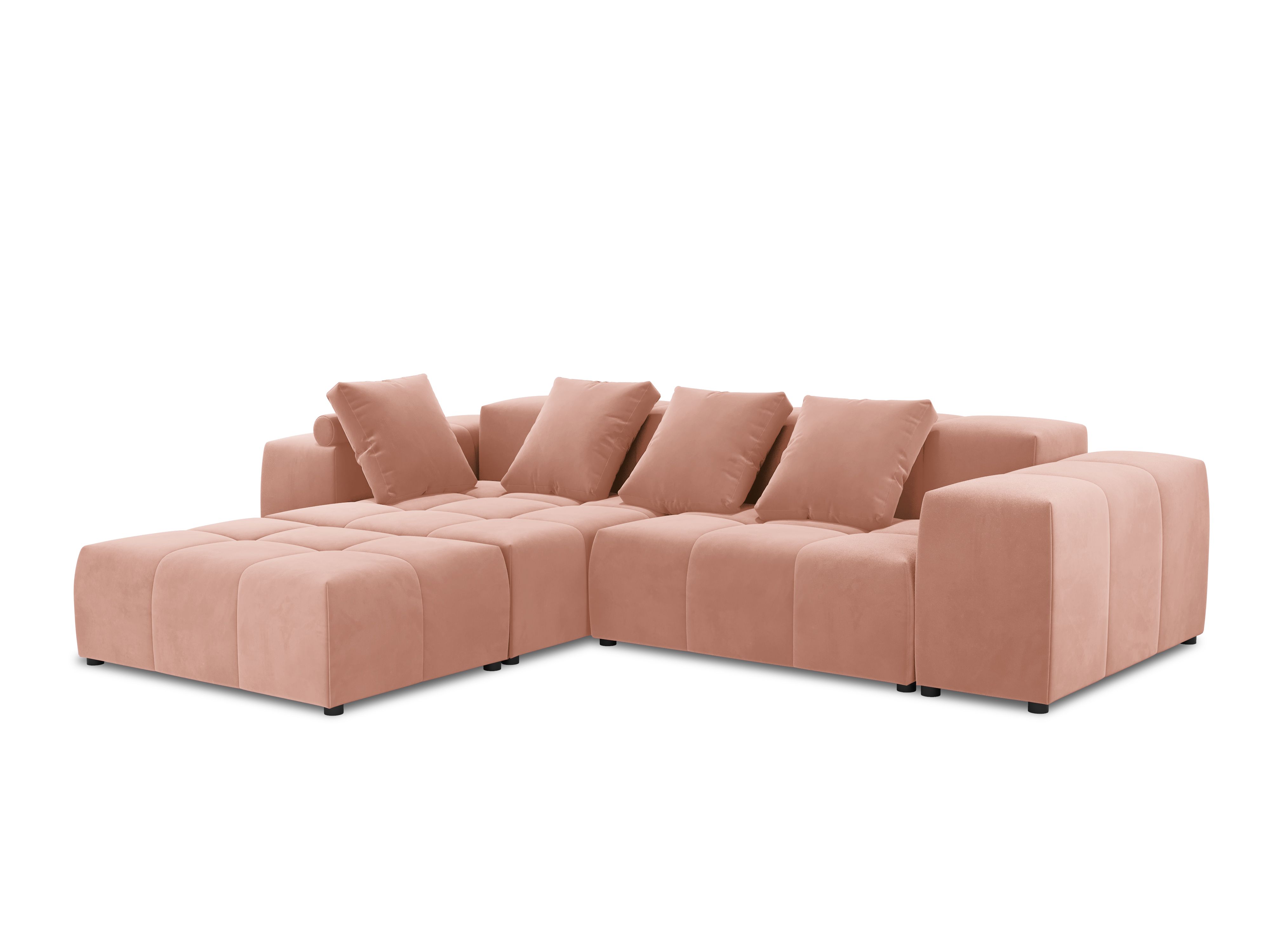 Canapé d'angle 5 places Rose Tissu Moderne Confort