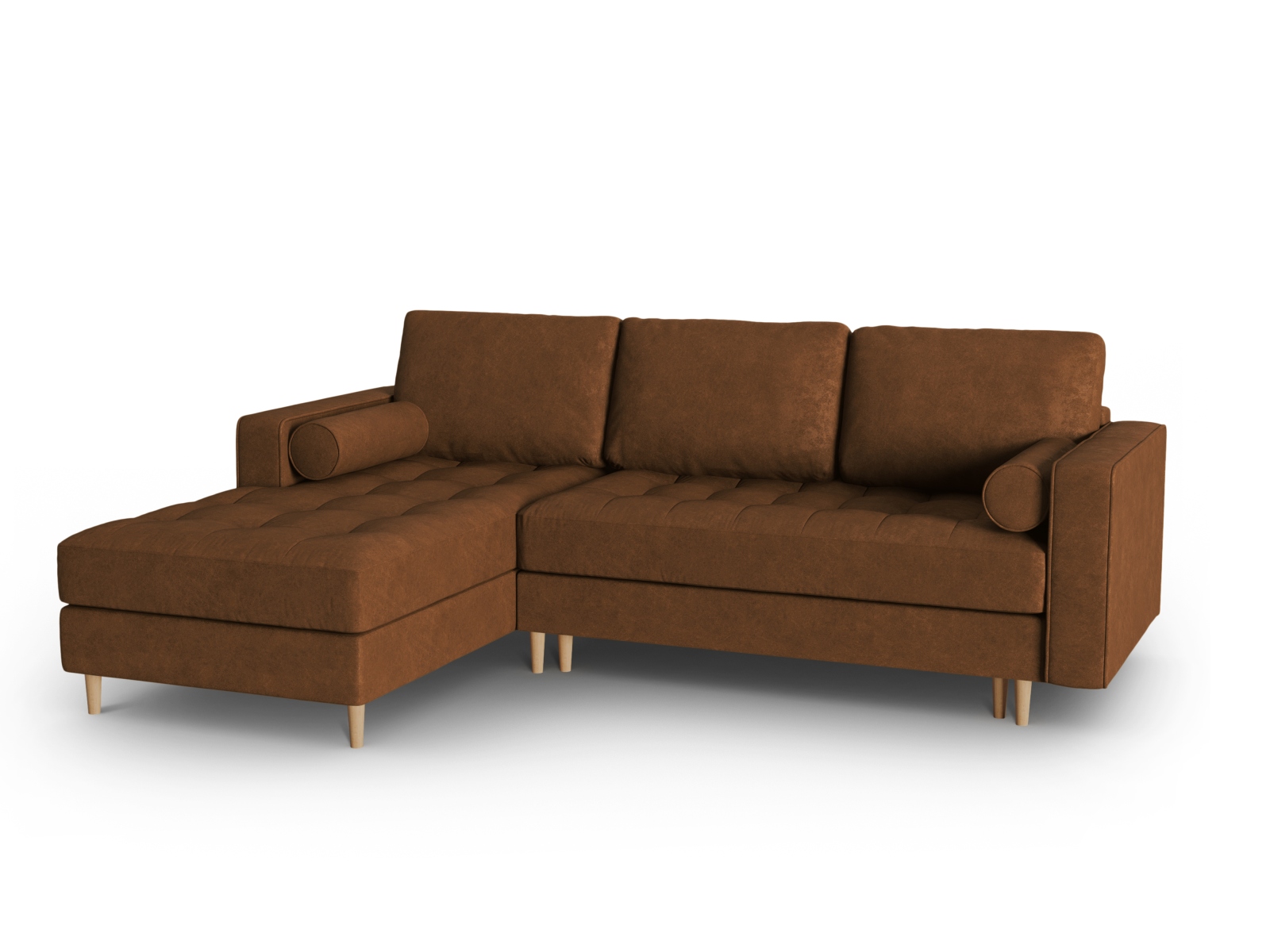 Canapé d'angle 5 places Marron Tissu Luxe Moderne Confort