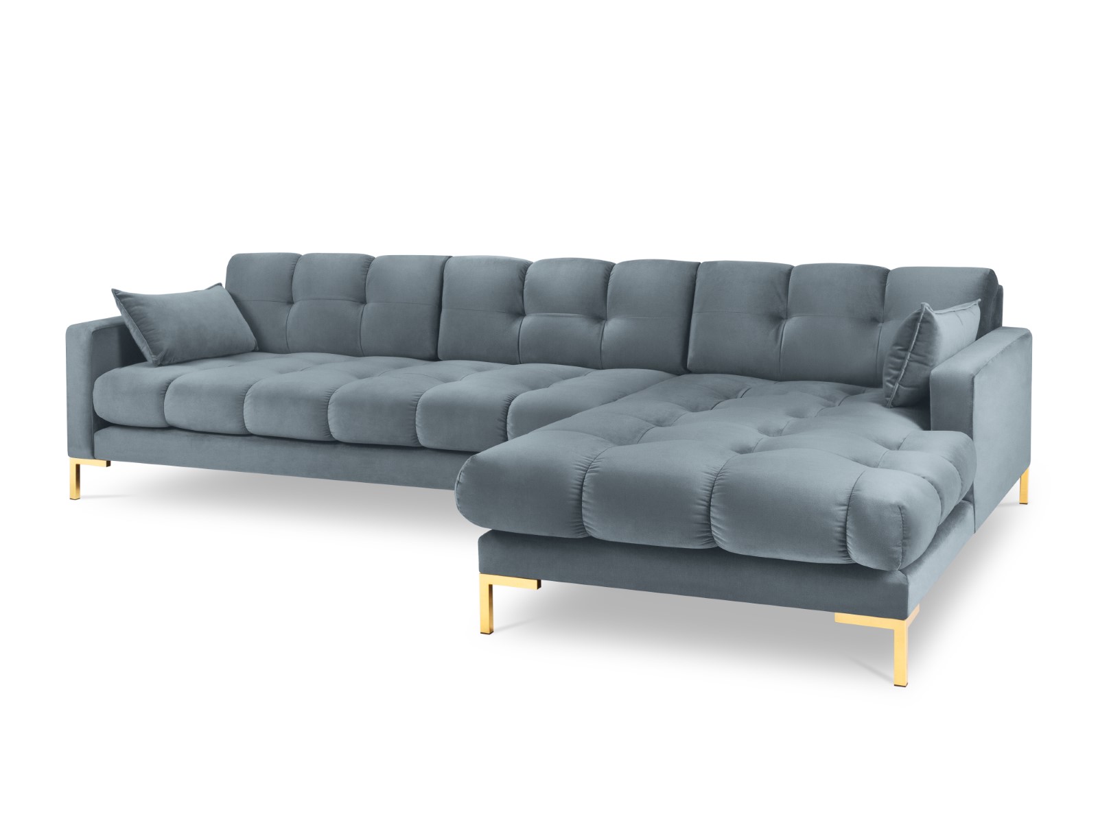 Canapé d'angle velours bleu clair 5 places Canapé d'angle velours bleu clair 5 places