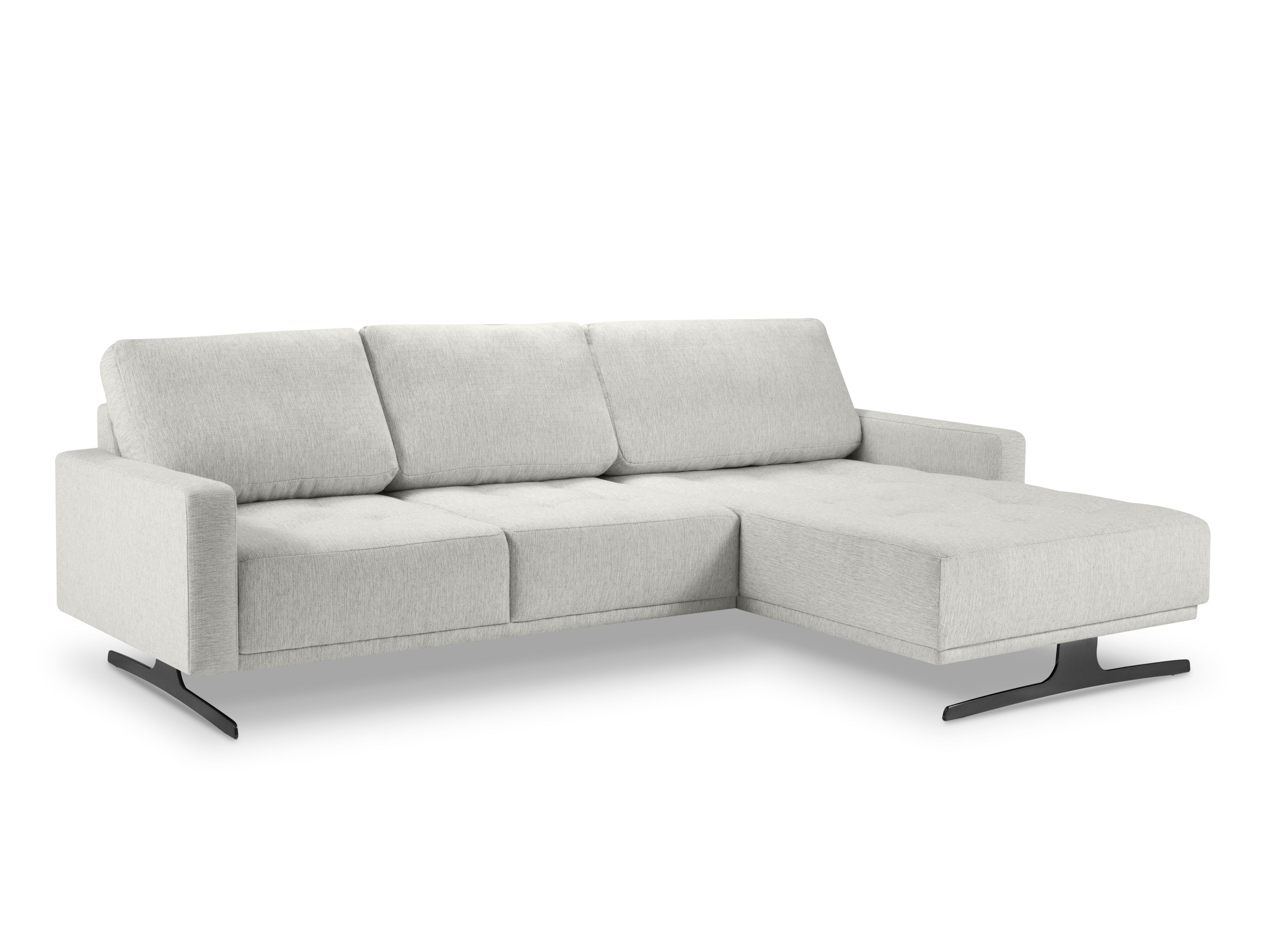 Canapé d'angle tissu structuré gris clair 4 places Canapé d'angle tissu structuré gris clair 4 places