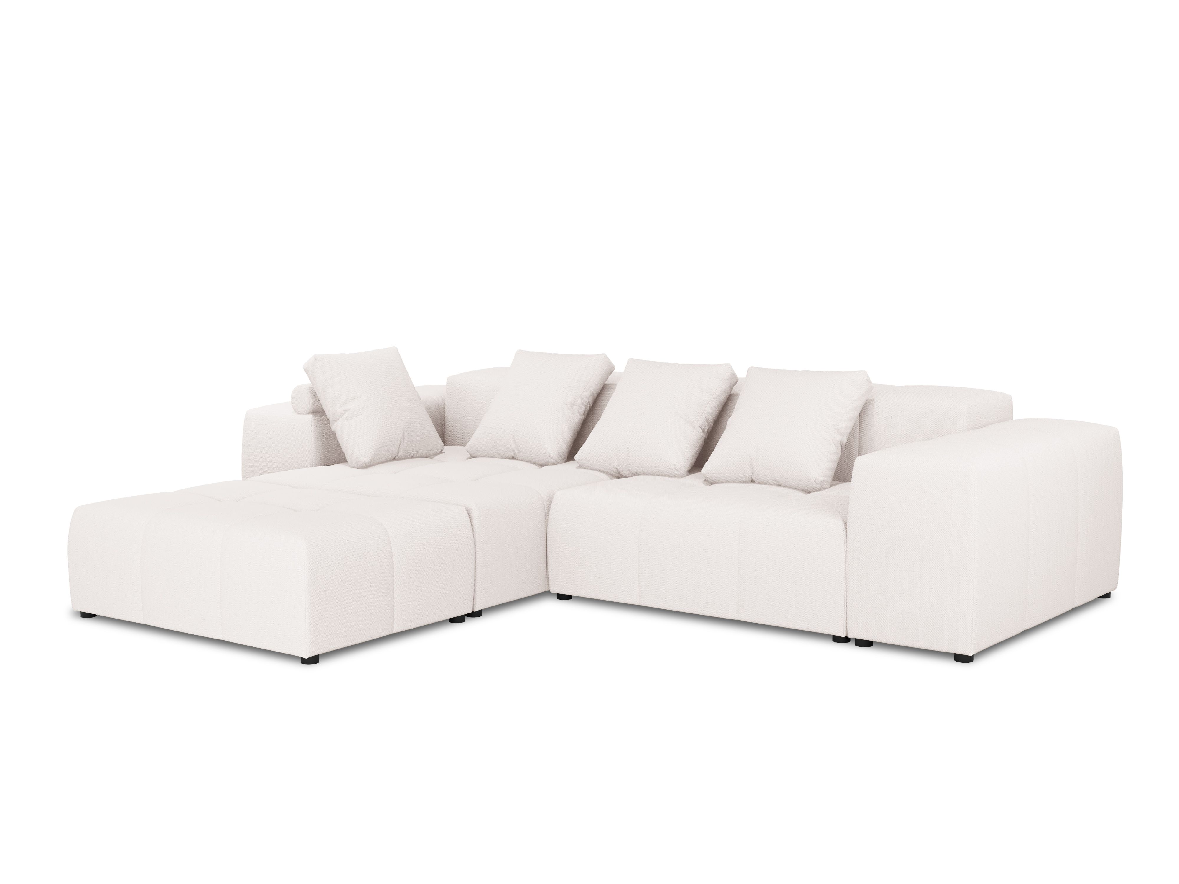 Canapé d'angle 5 places Blanc Tissu Moderne Confort