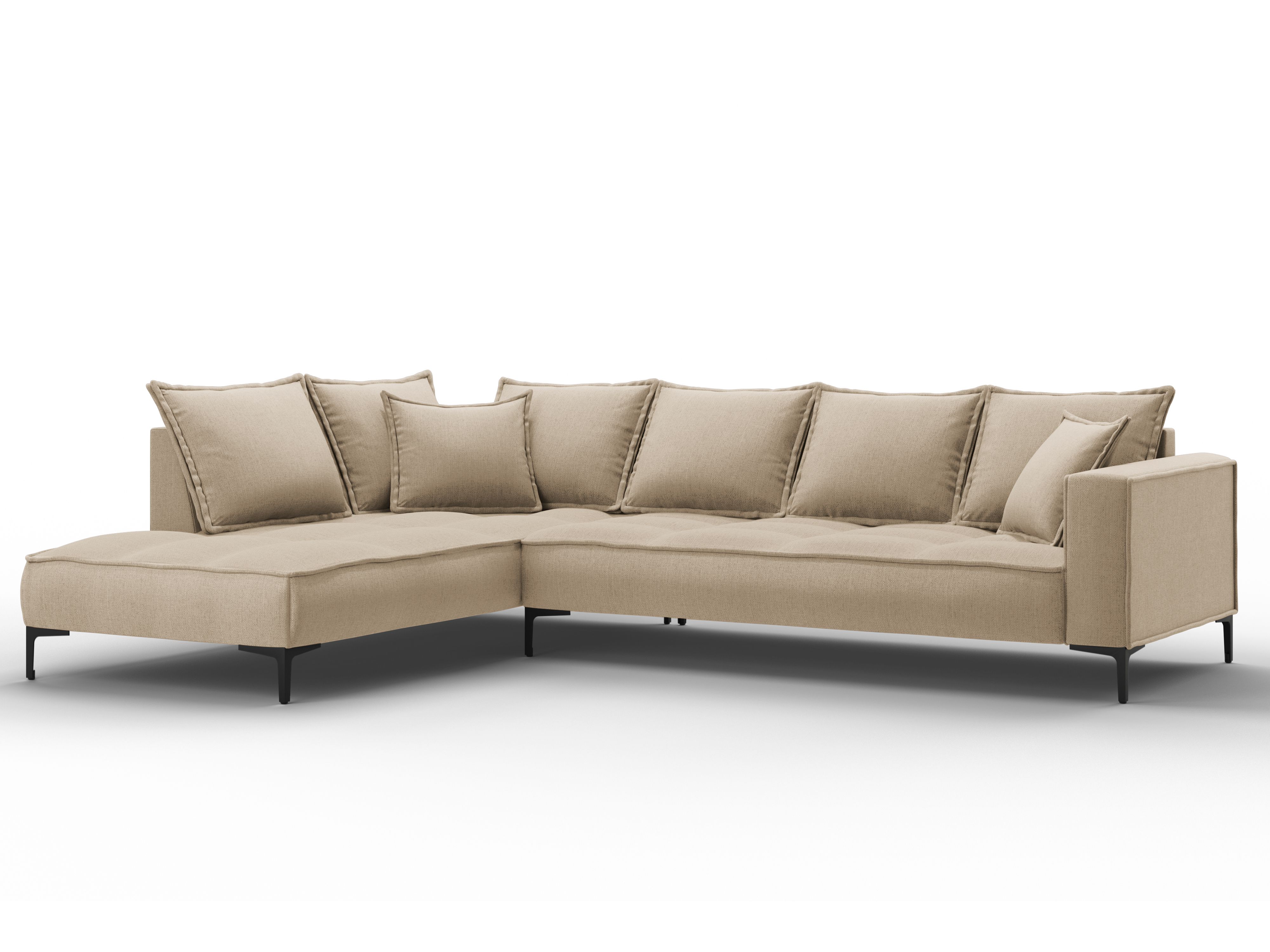 Canapé d'angle tissu structuré beige 5 places Canapé d'angle tissu structuré beige 5 places