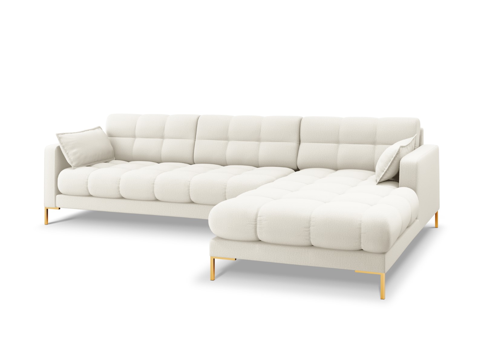 Canapé d'angle tissu structuré beige clair 5 places