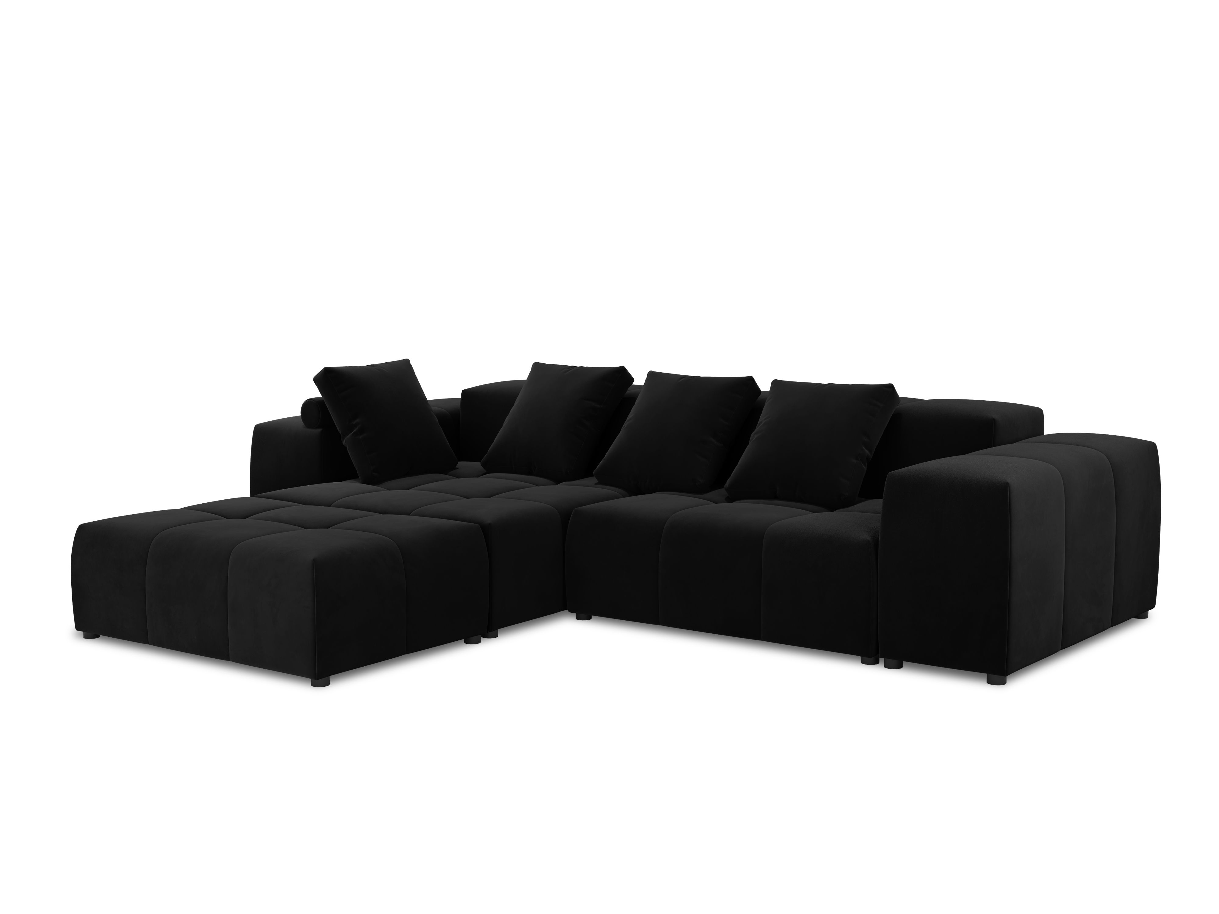 Canapé d'angle 5 places Noir Tissu Moderne Confort