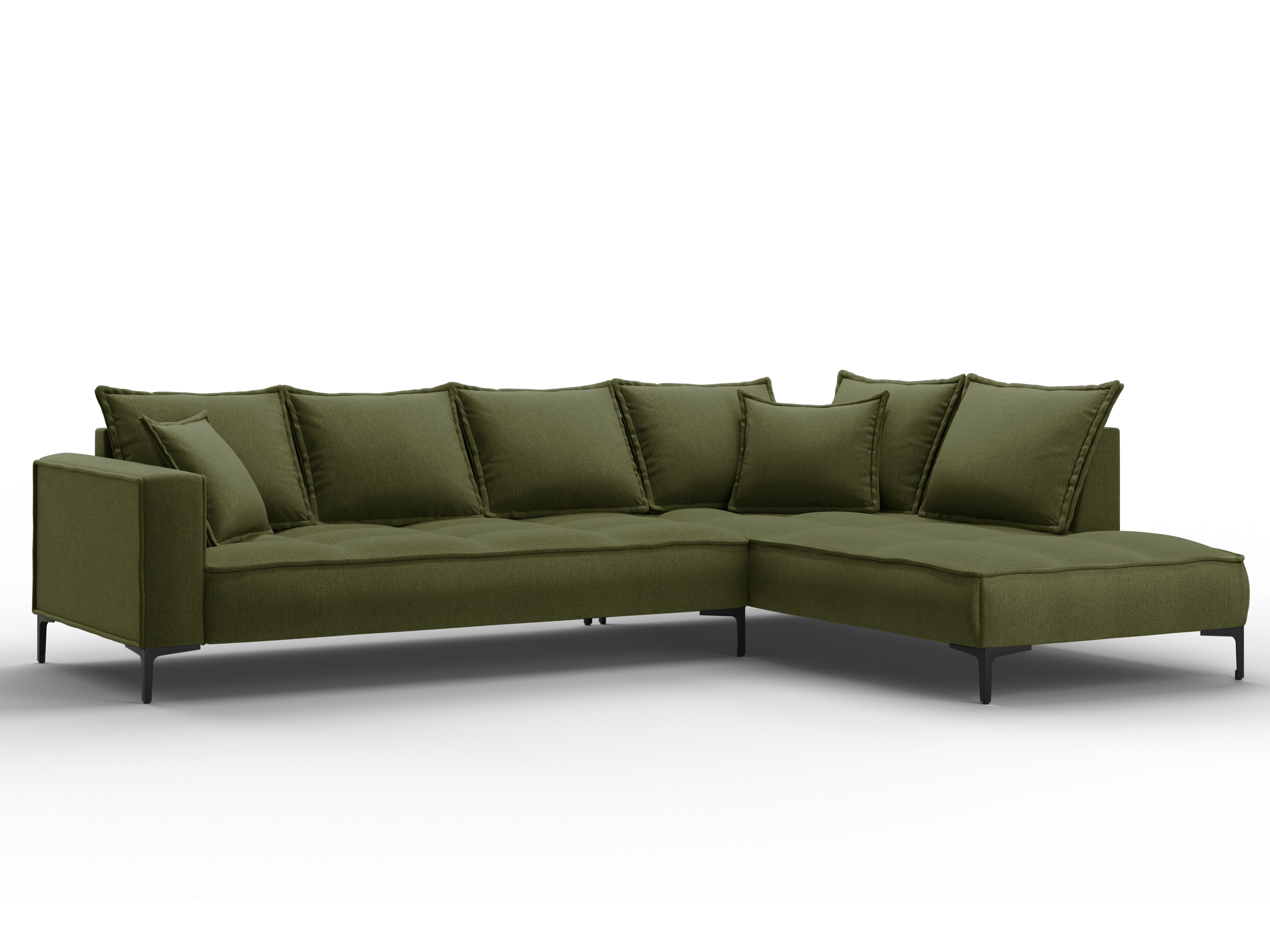 Canapé d'angle tissu structuré vert 5 places
