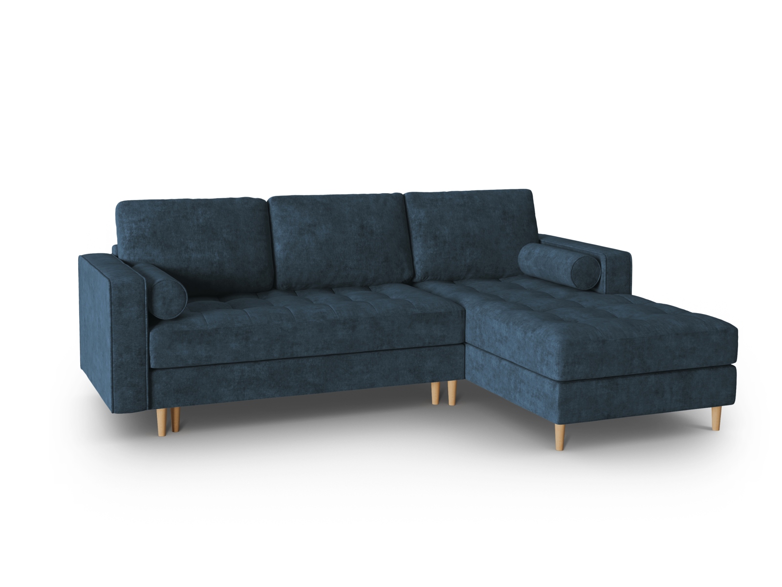 Canapé d'angle 5 places Bleu Tissu Luxe Moderne Confort