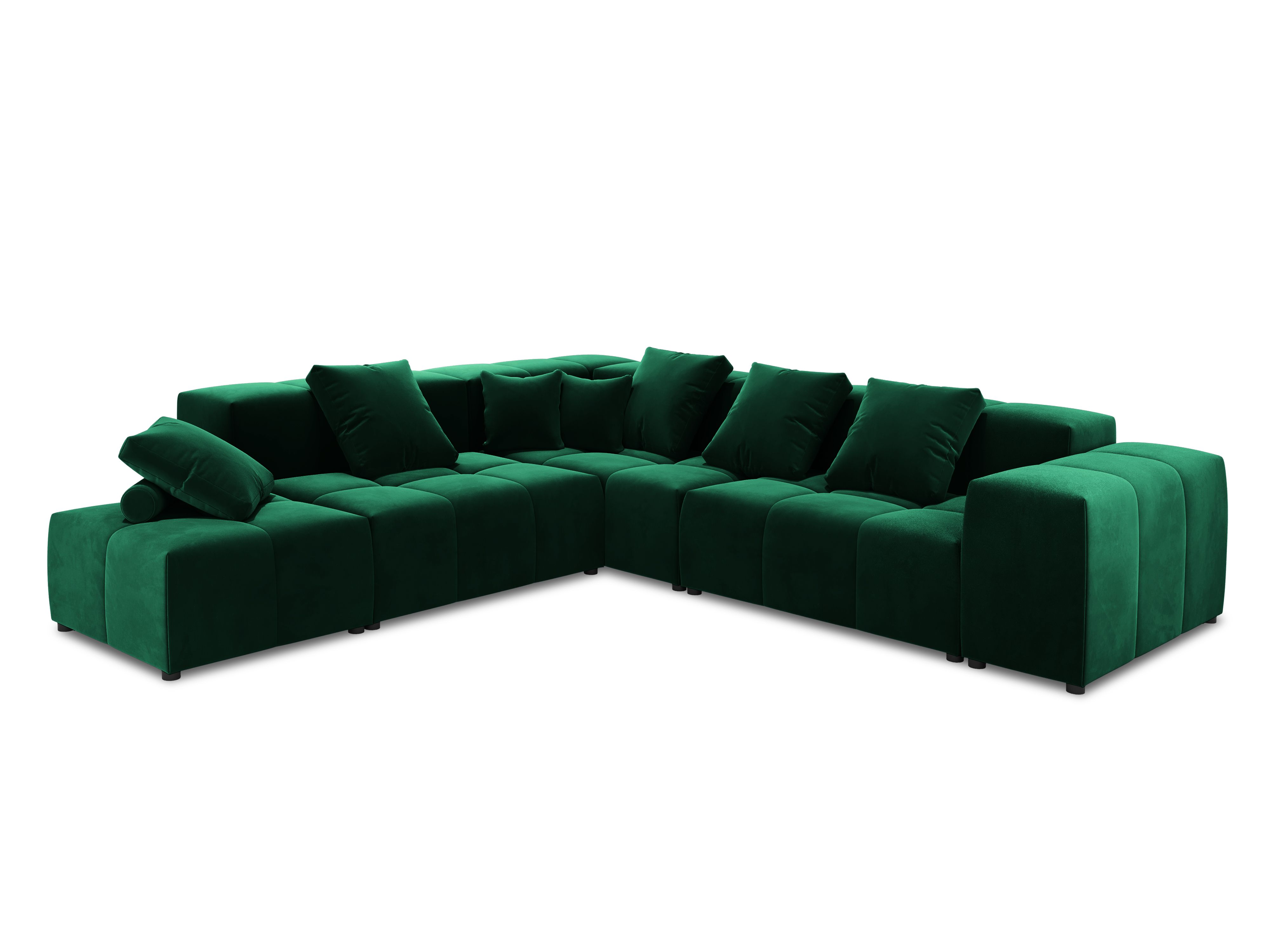 Canapé d'angle 5 places Tissu Moderne Confort Vert Promotion