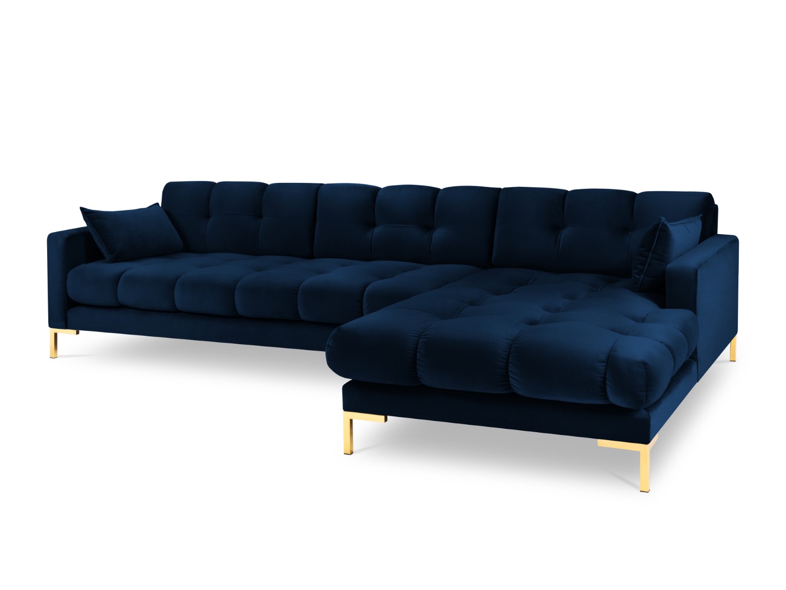 Canapé d'angle 5 places Bleu Velours Moderne Confort Promotion
