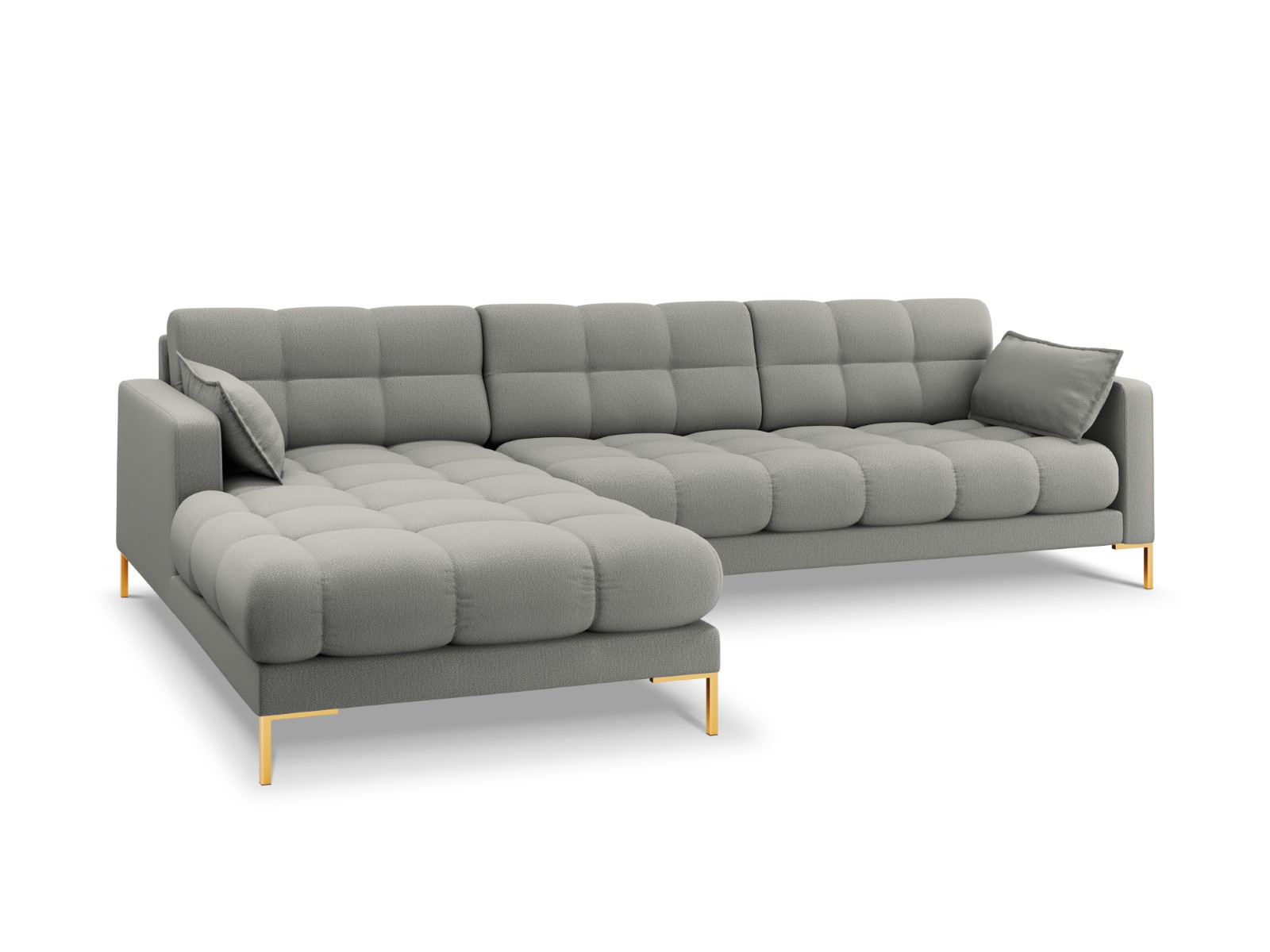 Canapé d'angle tissu structuré gris clair 5 places Canapé d'angle tissu structuré gris clair 5 places