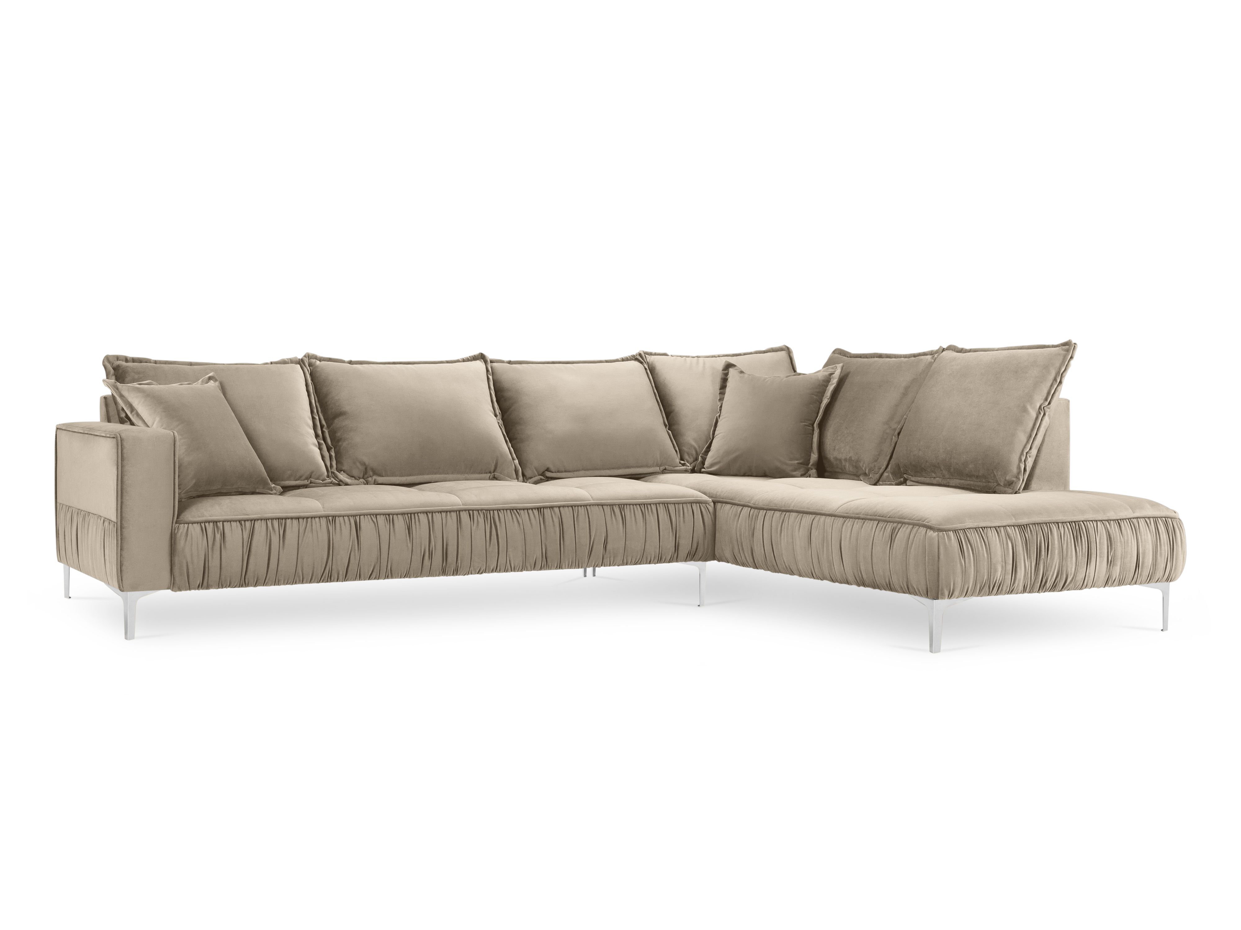 Canapé d'angle velours beige 5 places Canapé d'angle velours beige 5 places