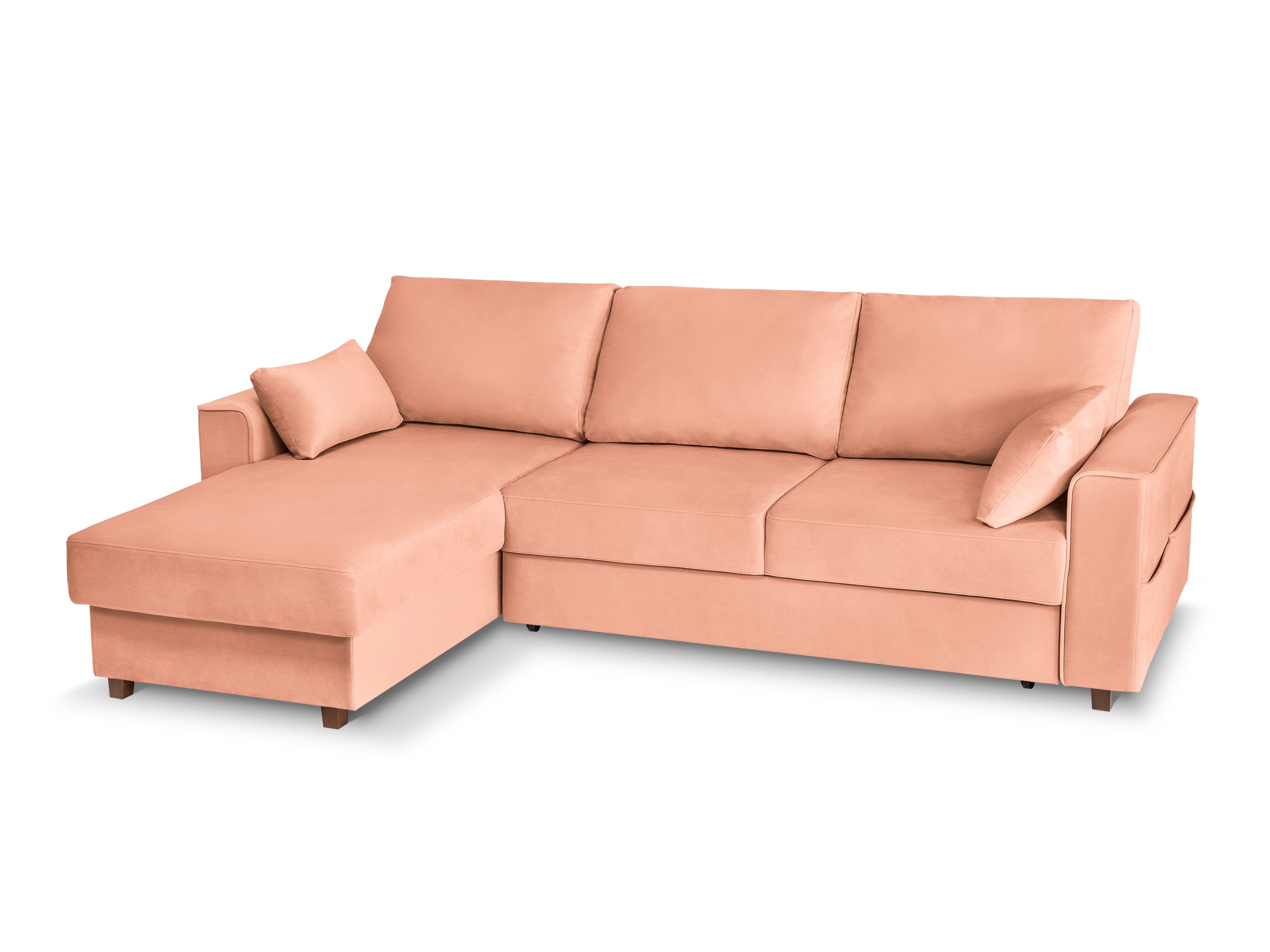 Canapé d'angle velours rose 4 places réversible Canapé d'angle velours rose 4 places réversible
