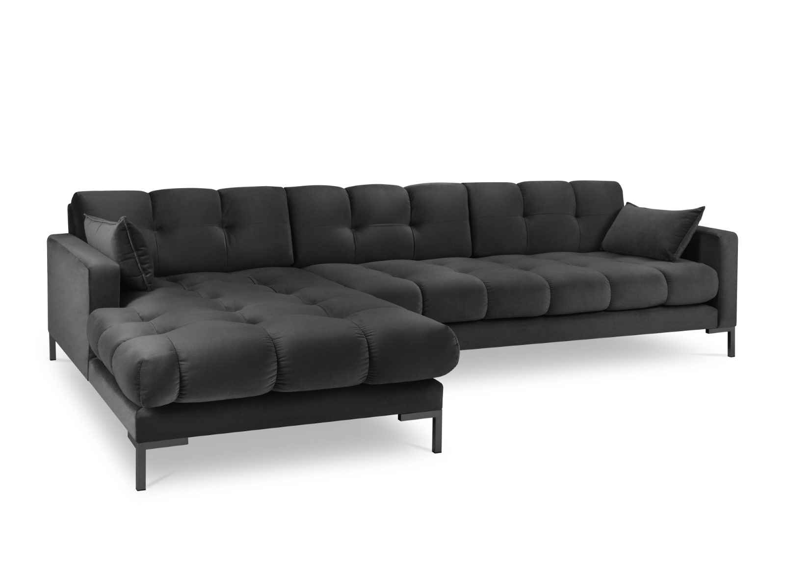 Canapé d'angle 5 places en velours gris foncé Canapé d'angle 5 places en velours gris foncé