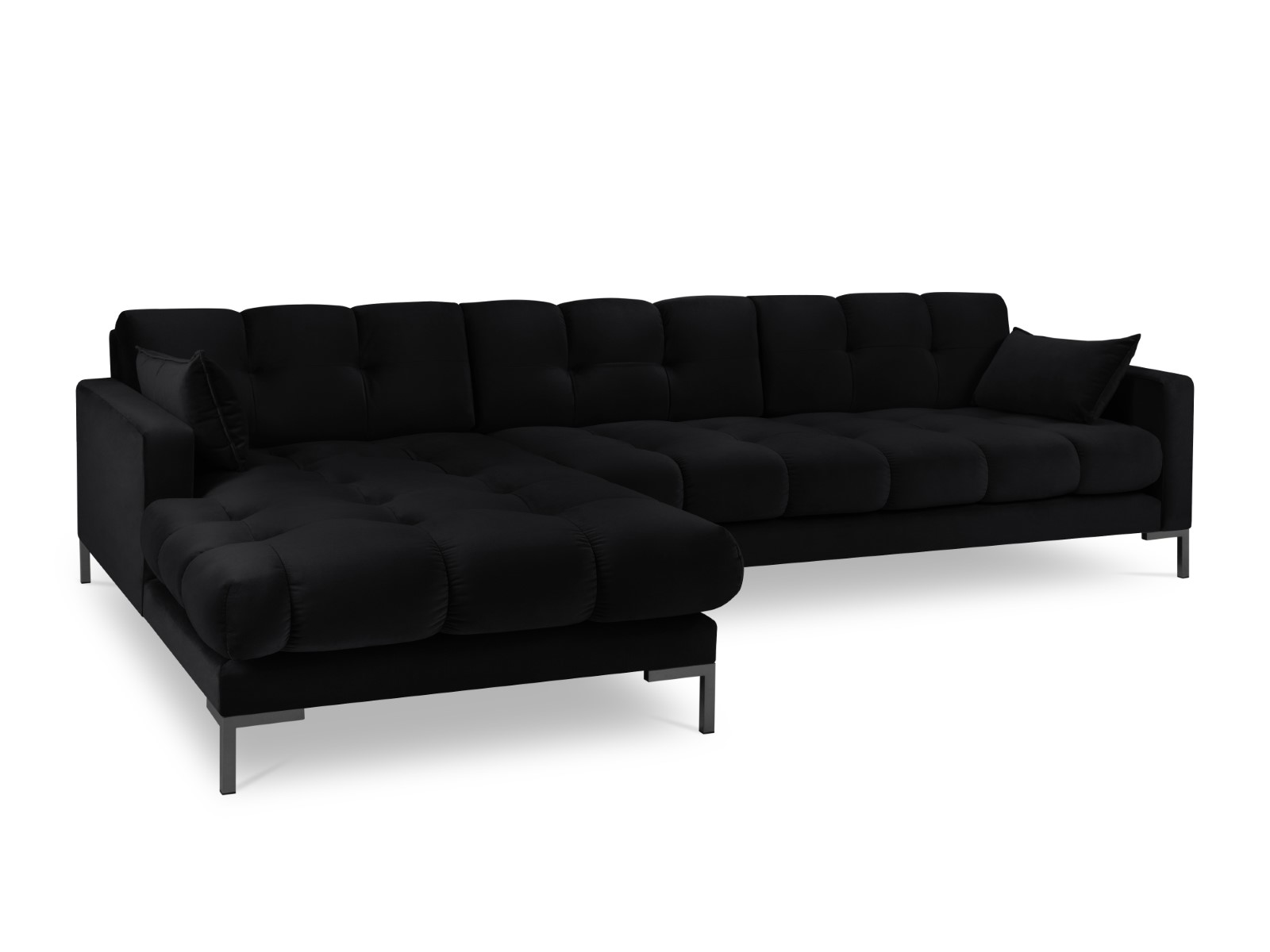 Canapé d'angle 5 places Noir Velours Moderne Confort Promotion