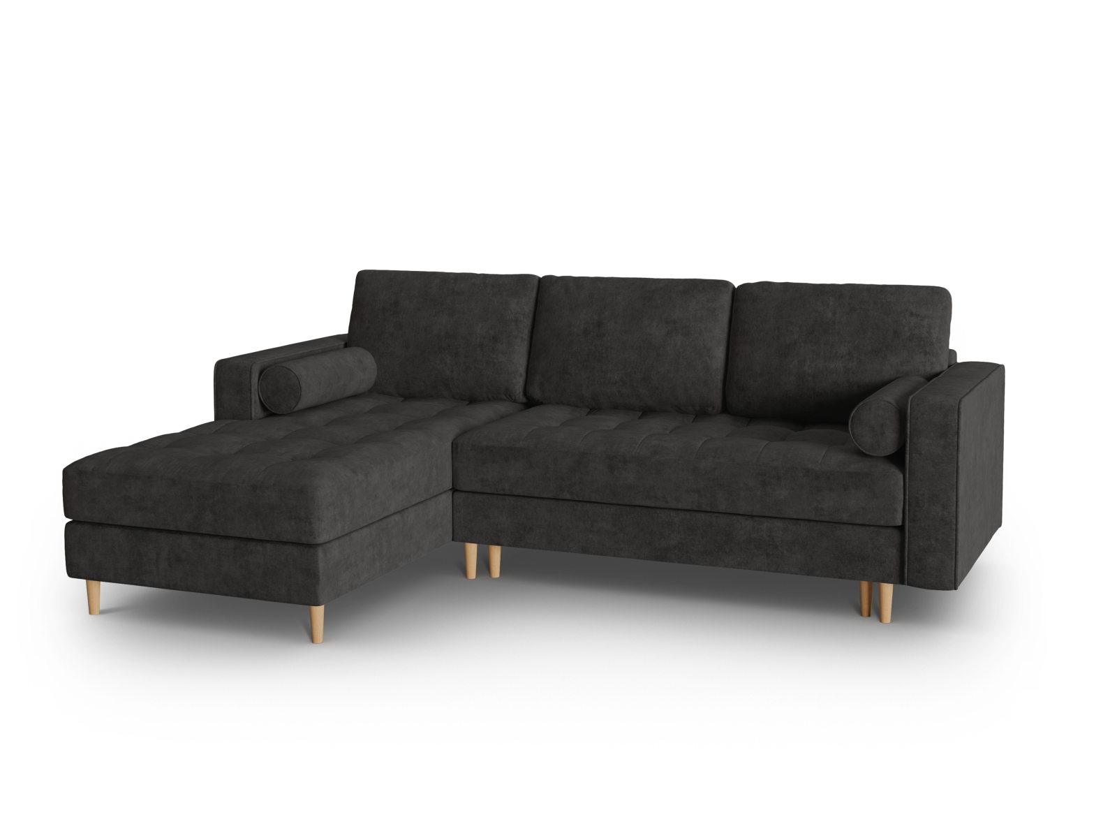 Canapé d'angle 5 places Noir Tissu Luxe Moderne Confort
