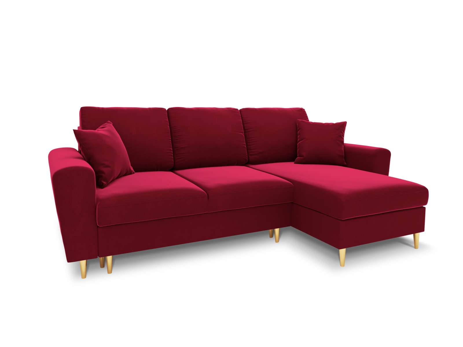 Canapé d'angle velours rouge 4 places réversible