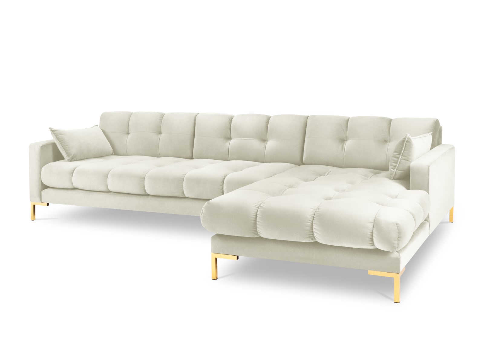 Canapé d'angle velours beige clair 5 places