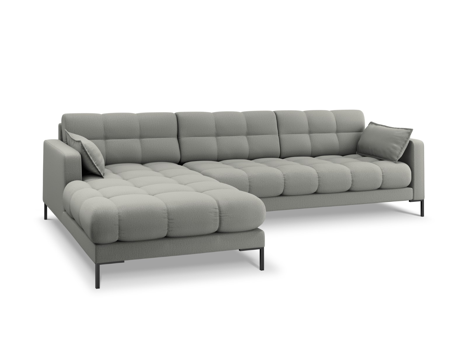 Canapé d'angle tissu structuré gris clair 5 places
