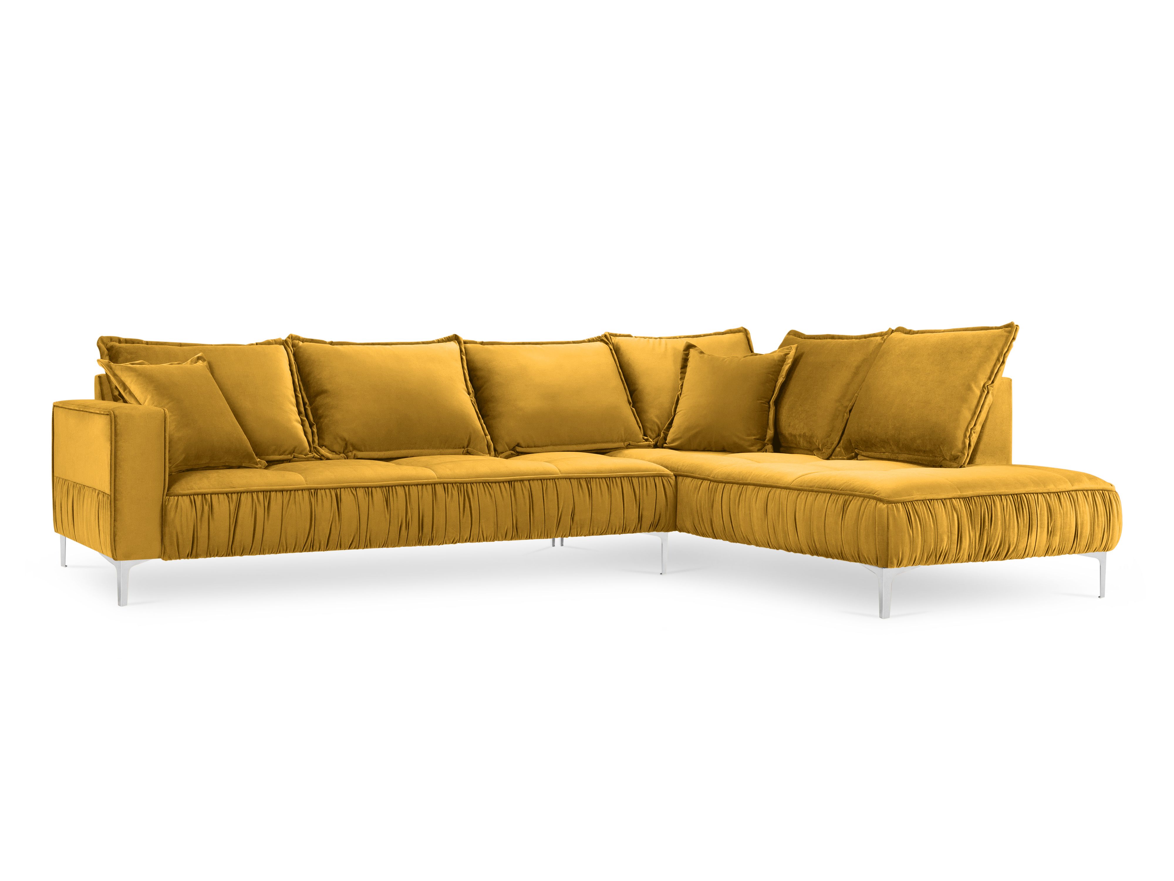 Canapé d'angle 5 places en velours jaune