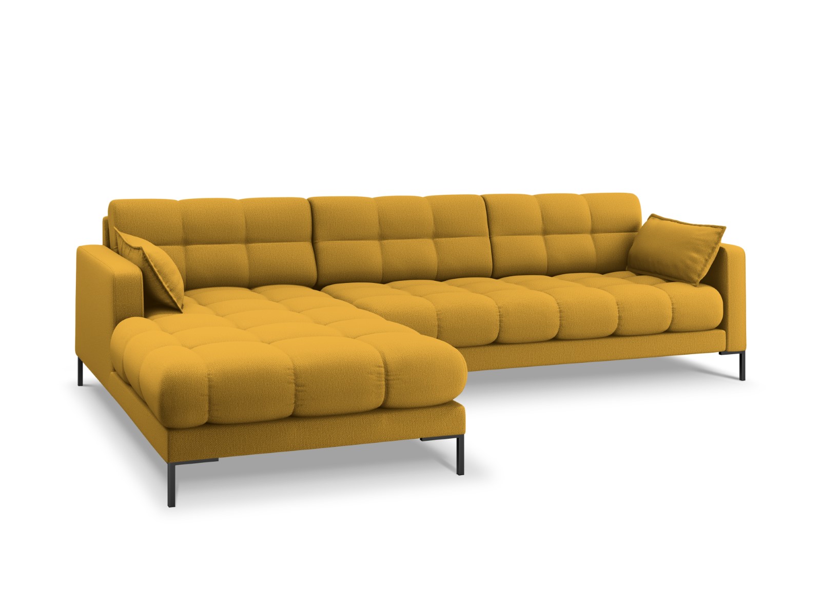 Canapé d'angle tissu structuré jaune 5 places