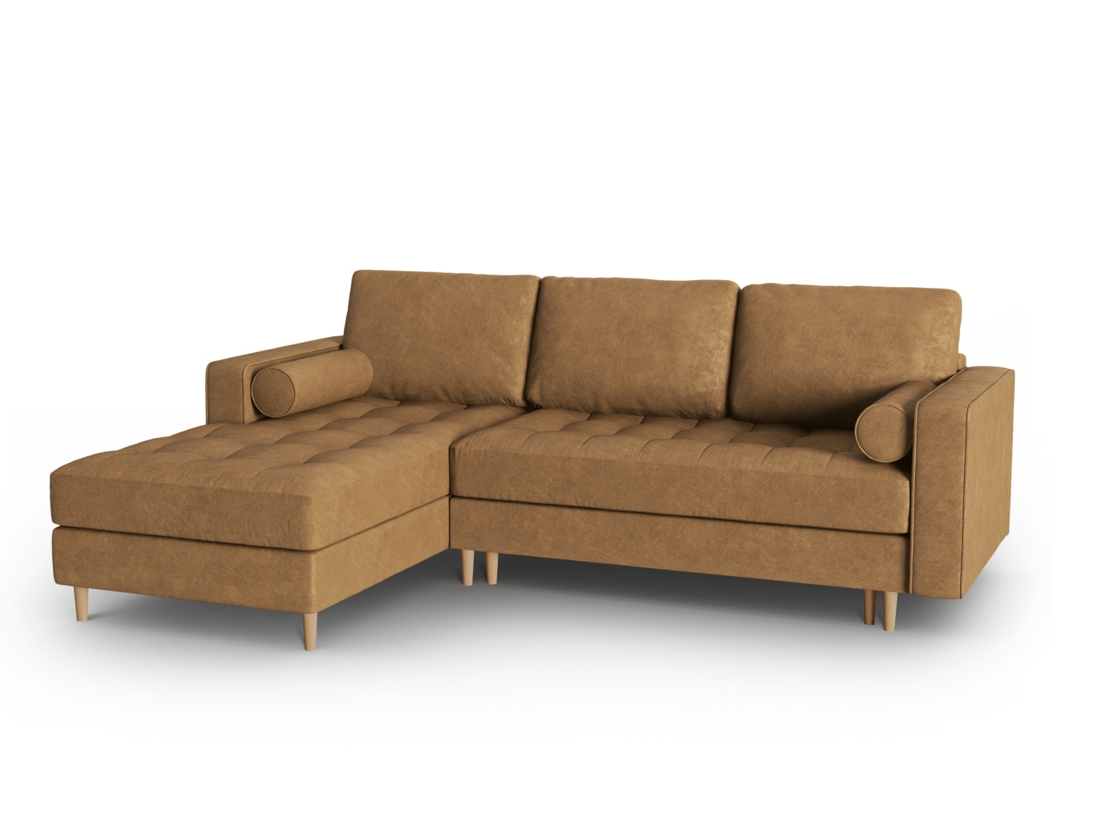 Canapé d'angle 5 places Marron Tissu Luxe Moderne Confort