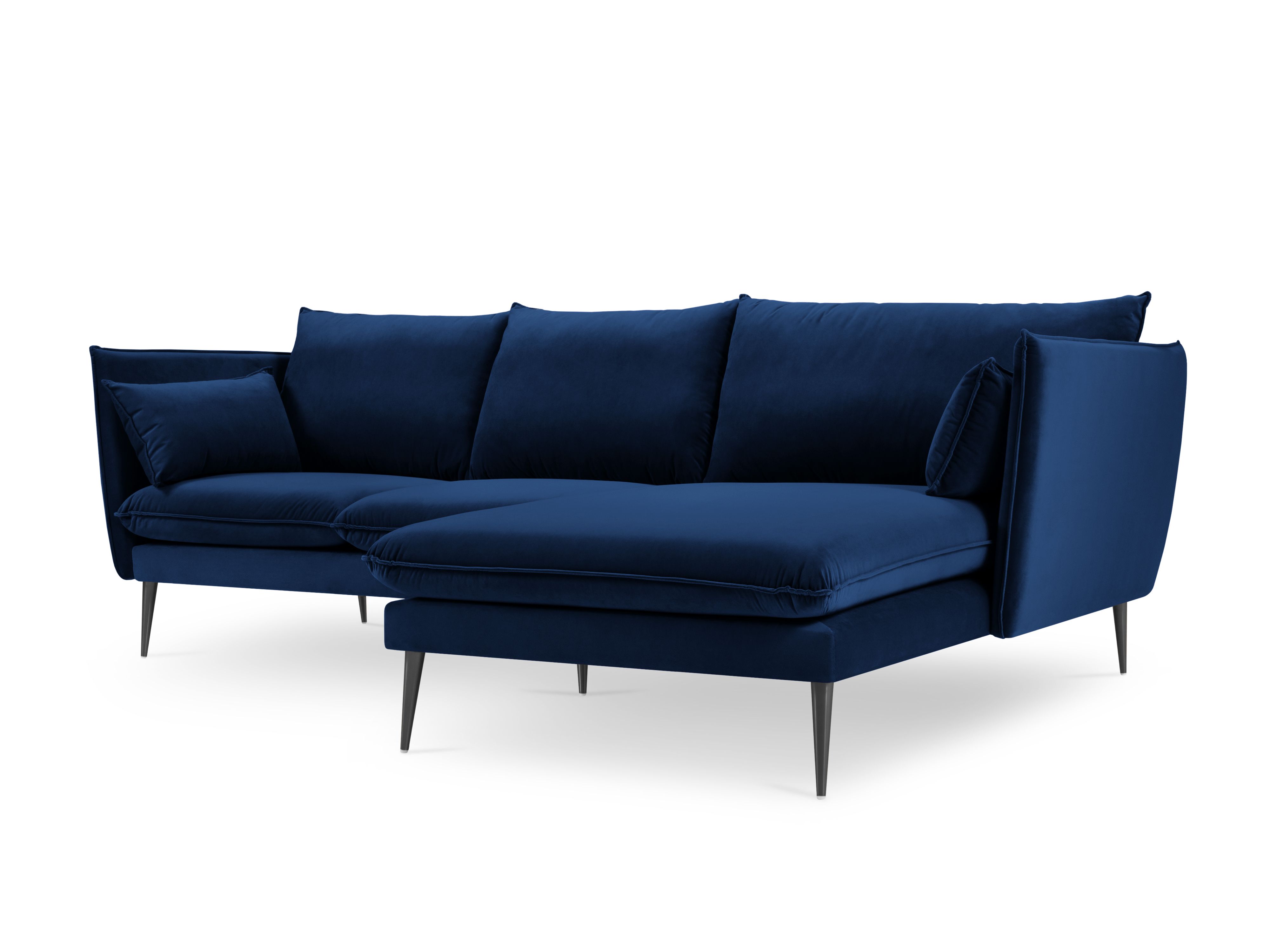 Canapé d'angle 4 places Bleu Velours Design Confort Promotion