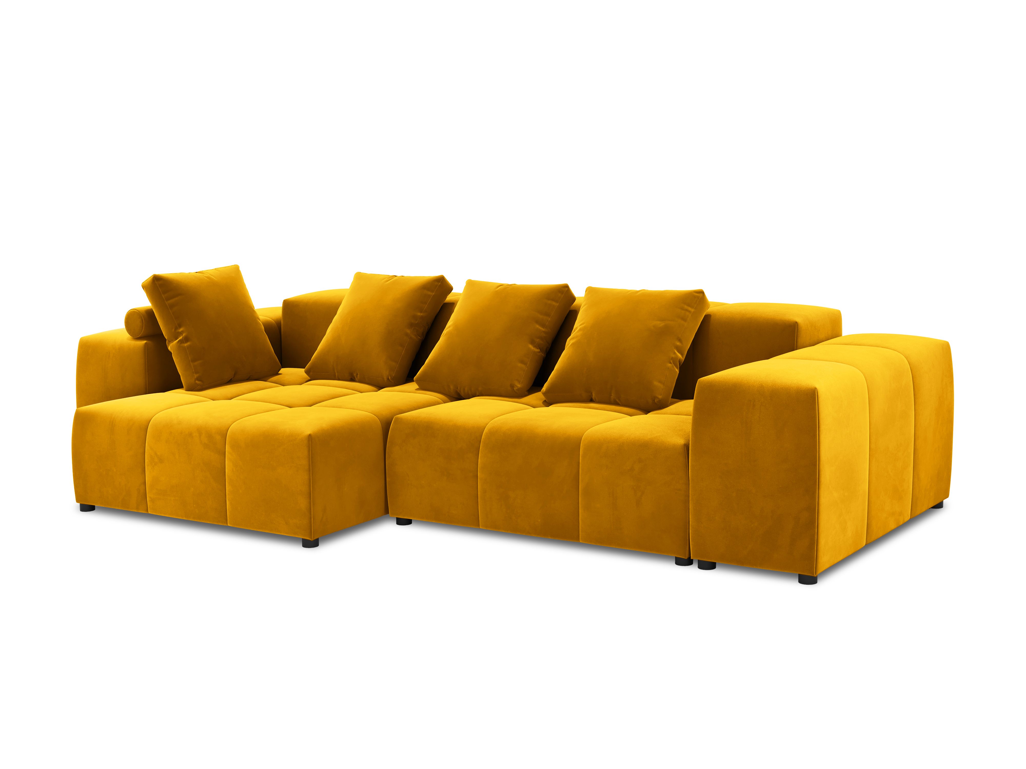 Canapé d'angle 4 places Jaune Tissu Moderne Confort Promotion