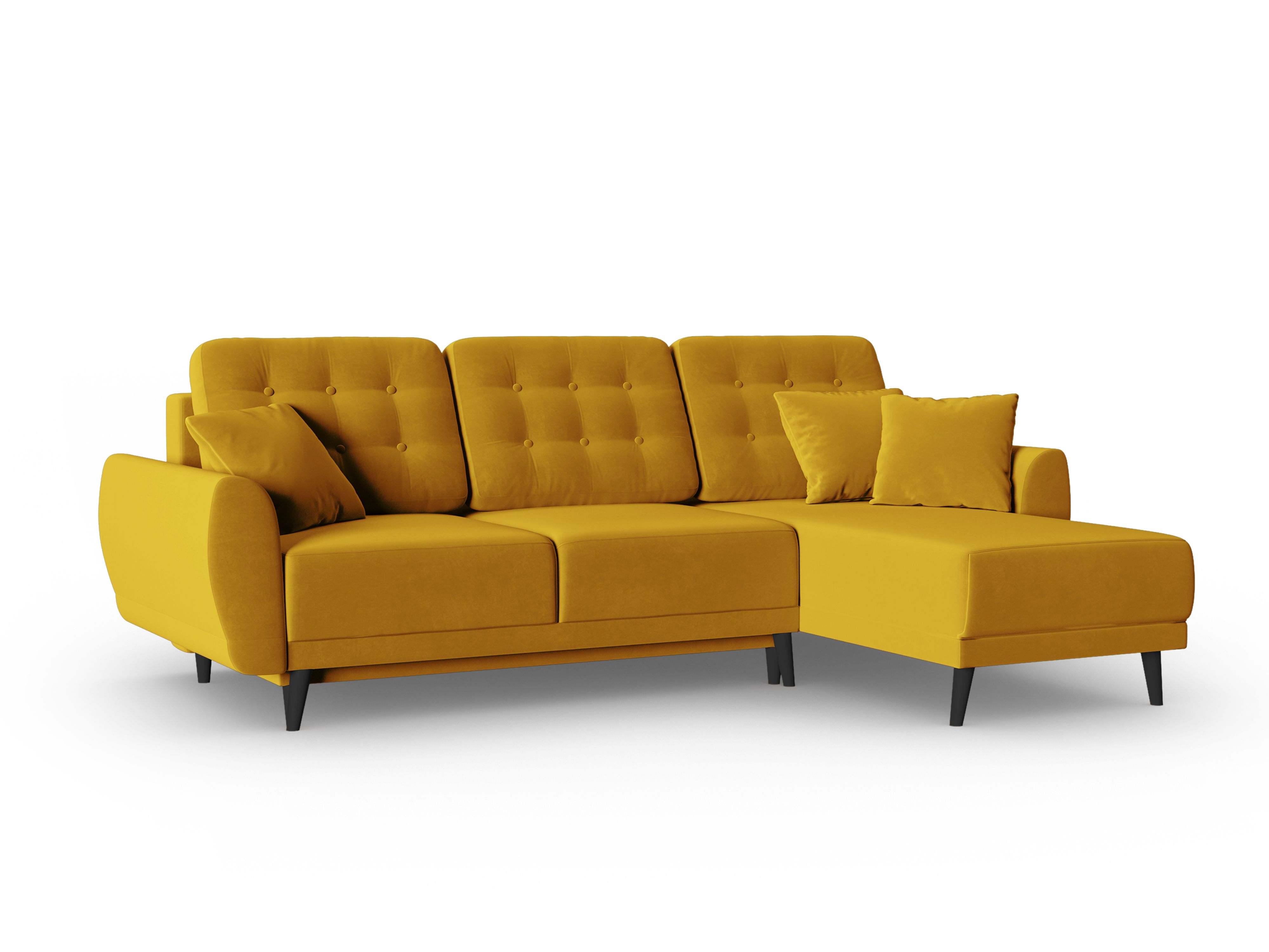Canapé d'angle 4 places Jaune Tissu Moderne Confort