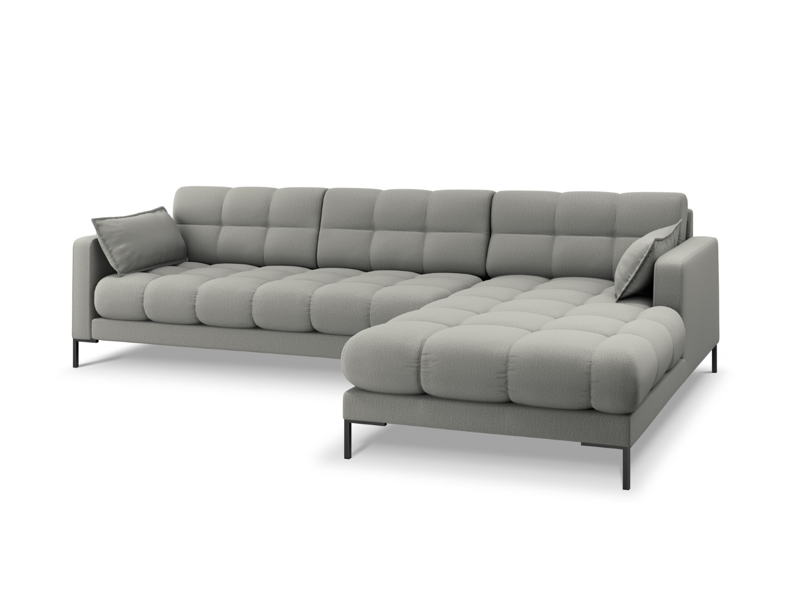 Canapé d'angle tissu structuré gris clair 5 places